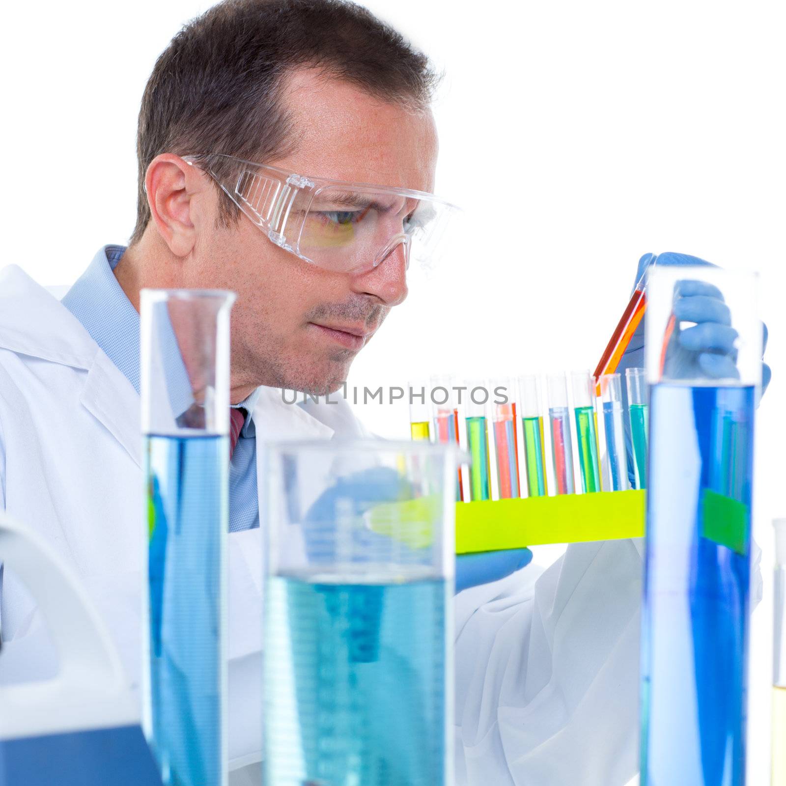 laboratory scientist working at lab with test tubes in chemical investigation