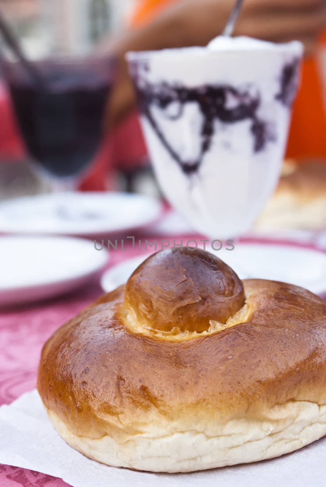 Sicilian granita with mulberry and delicious brioche.