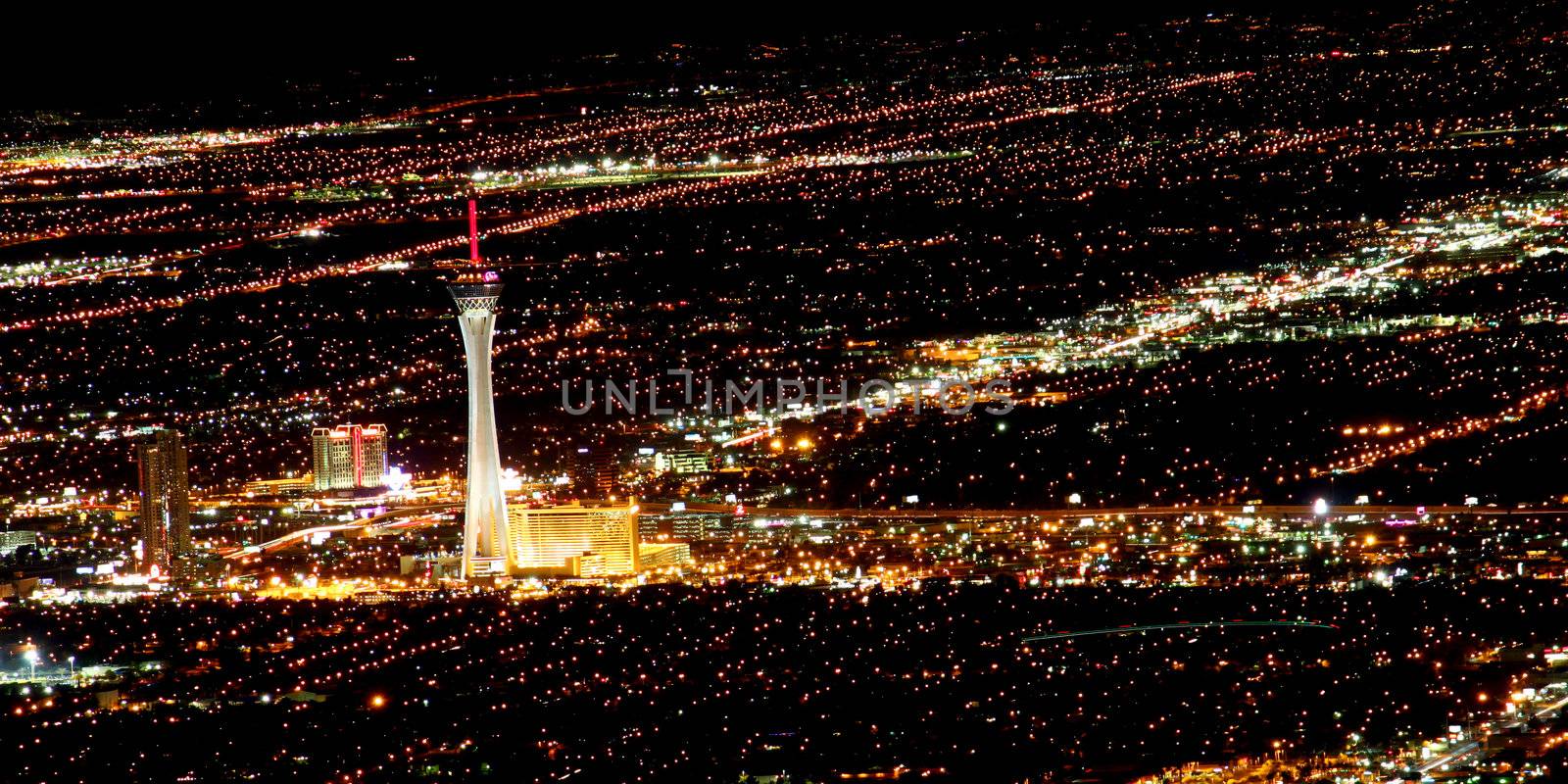 Las Vegas, USA - November 26, 2011: The Stratosphere Las Vegas hotel and casino opened in Nevada in 1996.  The Stratosphere Tower seen here is the tallest structure in Las Vegas standing at over 1,100 feet in height.