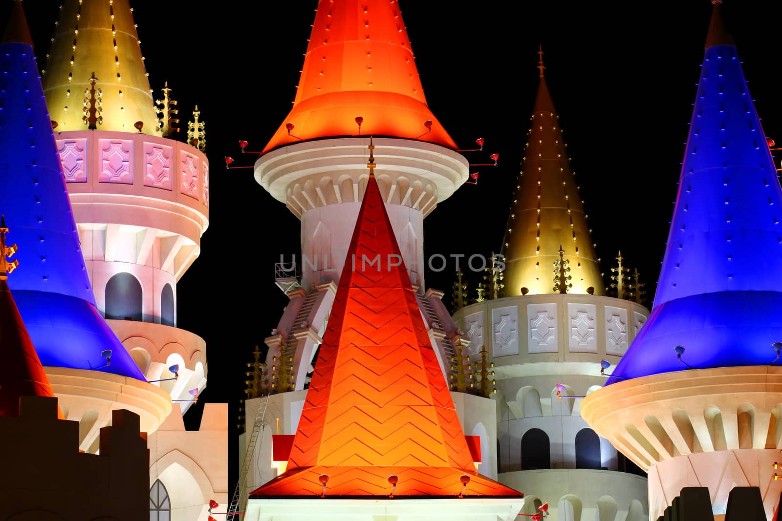 Las Vegas, USA - April 22, 2012: Towers of the Excalibur Hotel and Casino along the Las Vegas Strip. The Excalibur was opened in the year 1990.