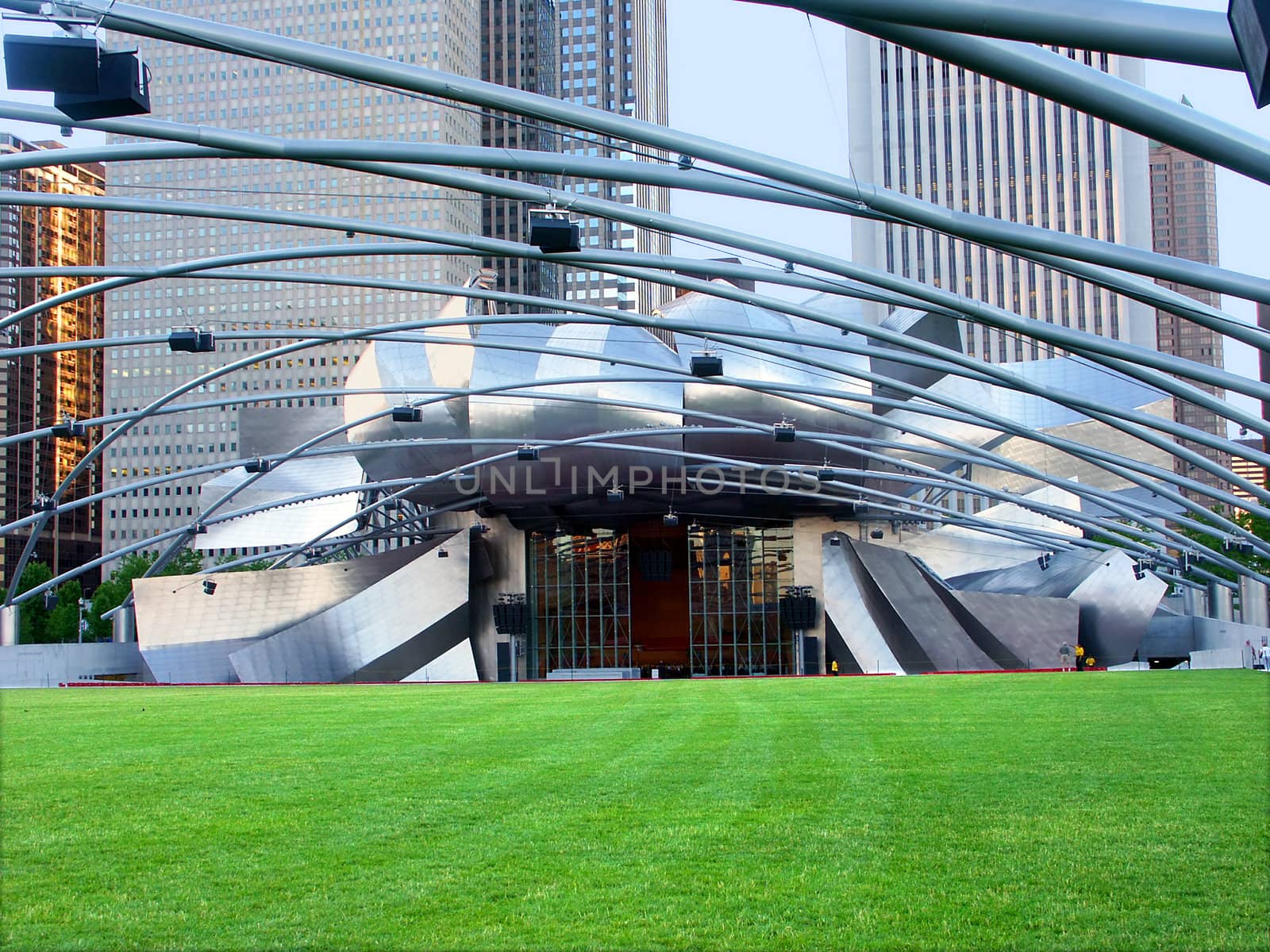 Chicago, USA - June 07, 2005: The Jay Pritzker Pavilion hosts various musical acts in Chicago.  It is part of Millennium Park and was opened in 2004.