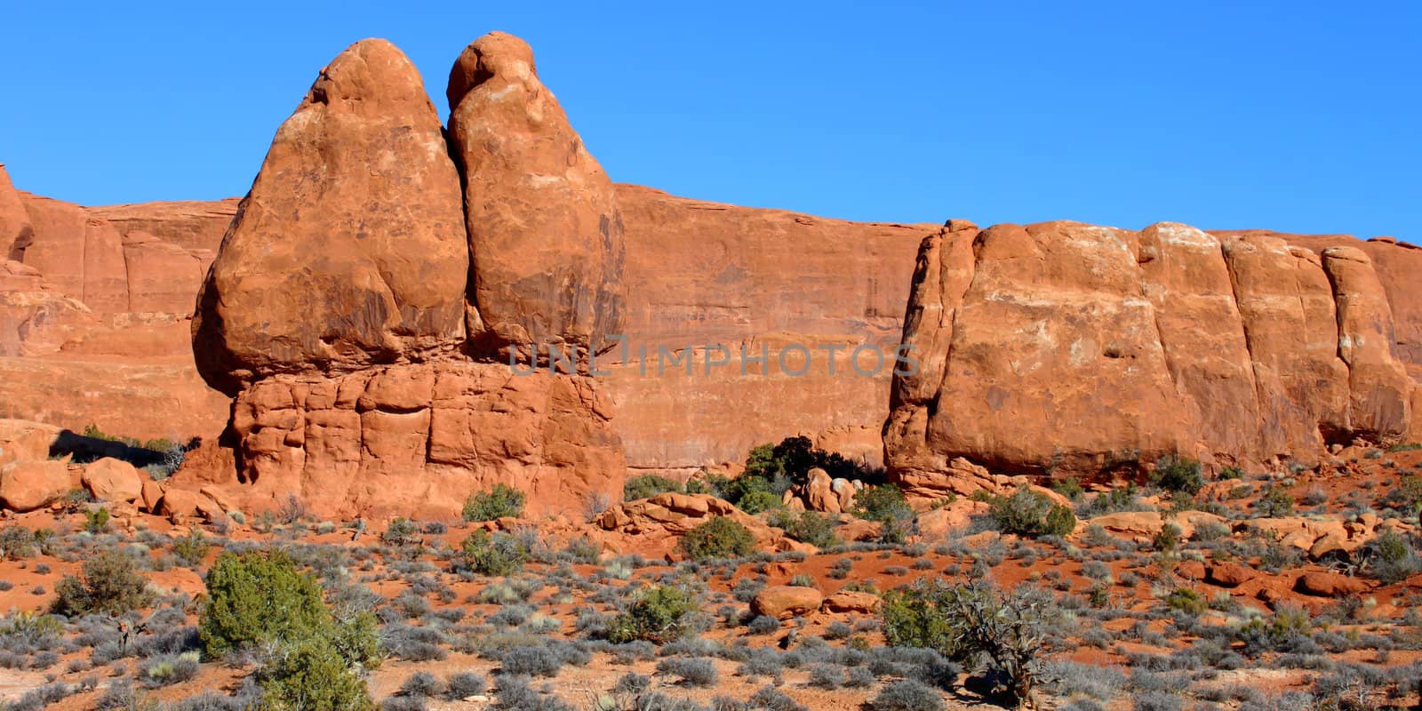 Interesting rock formations at Arches National Park of Utah.