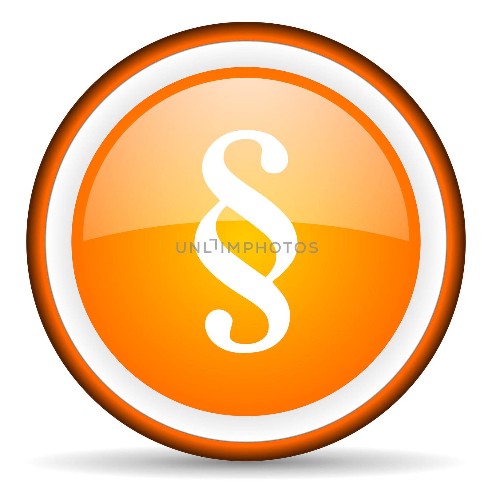 paragraph orange glossy circle icon on white background