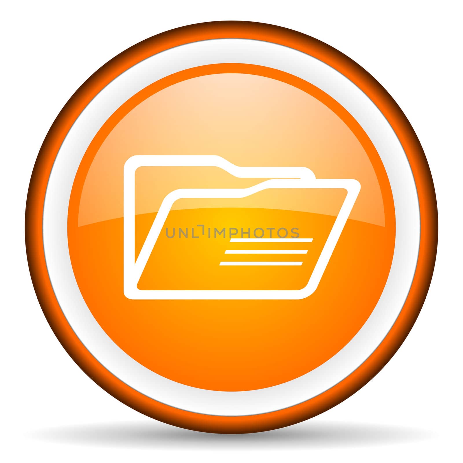 folder orange glossy circle icon on white background