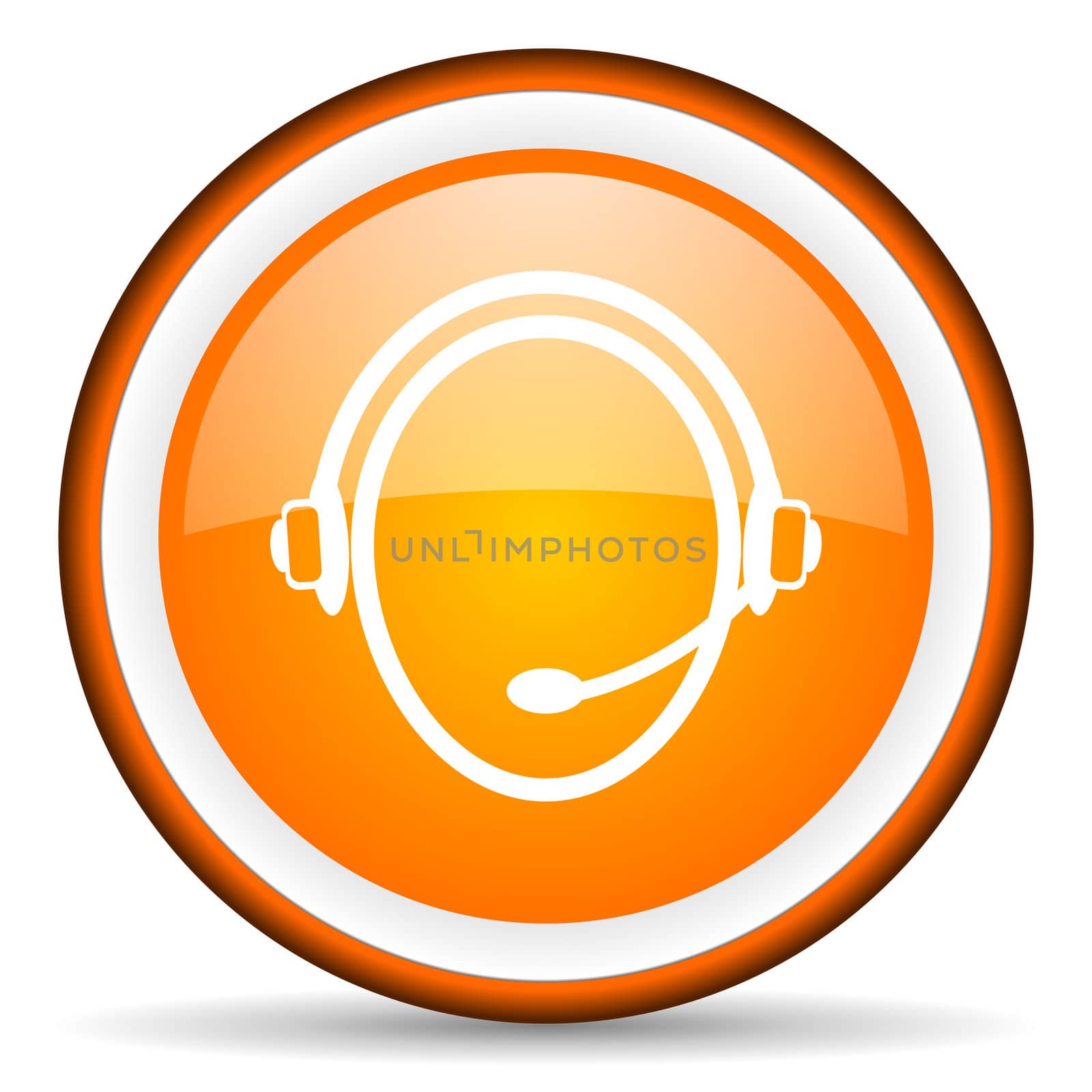 customer service orange glossy circle icon on white background