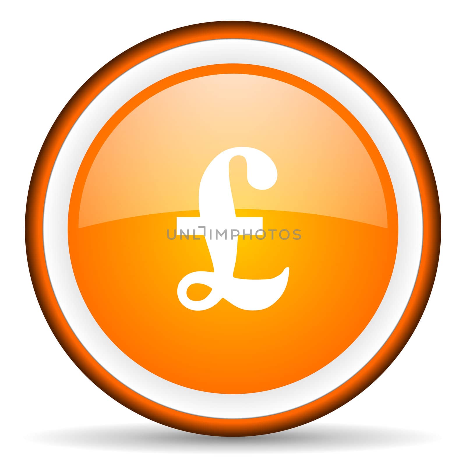 pound orange glossy circle icon on white background