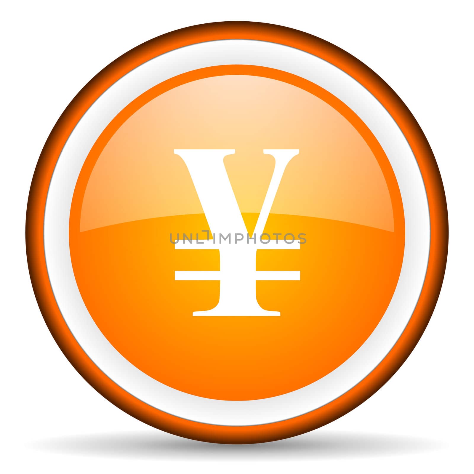 yen orange glossy circle icon on white background