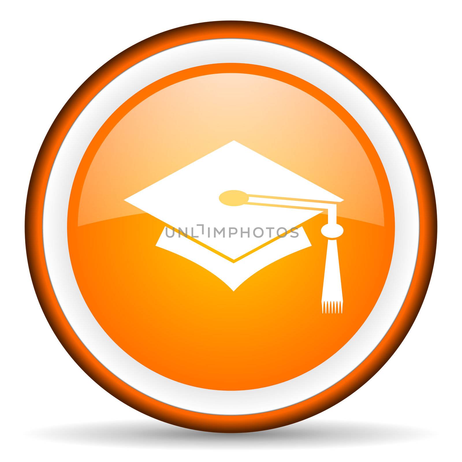graduation orange glossy circle icon on white background