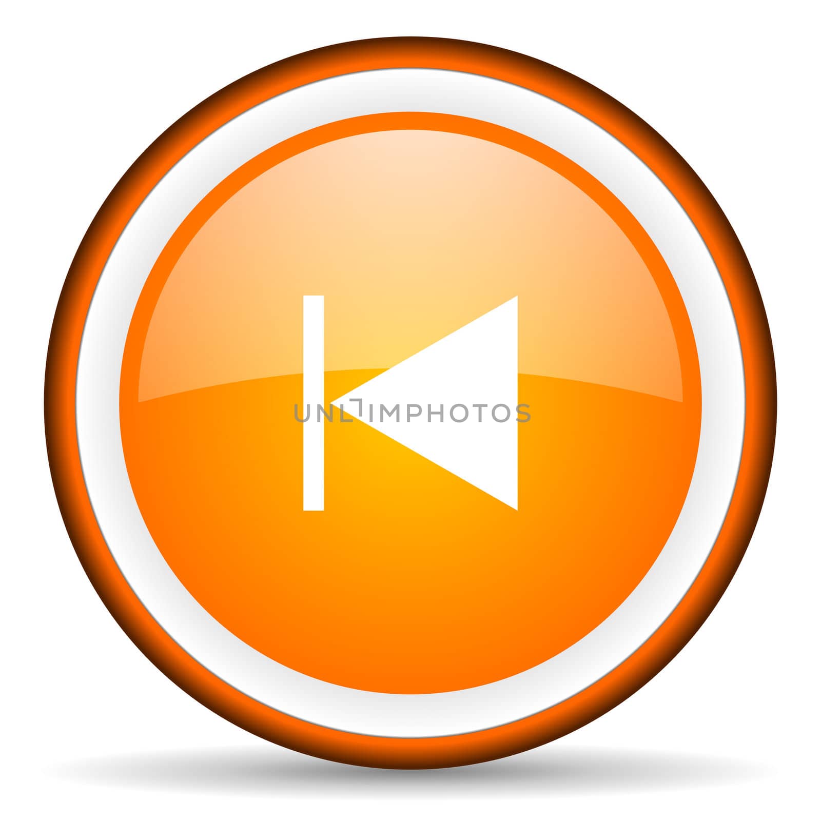 prev orange glossy circle icon on white background