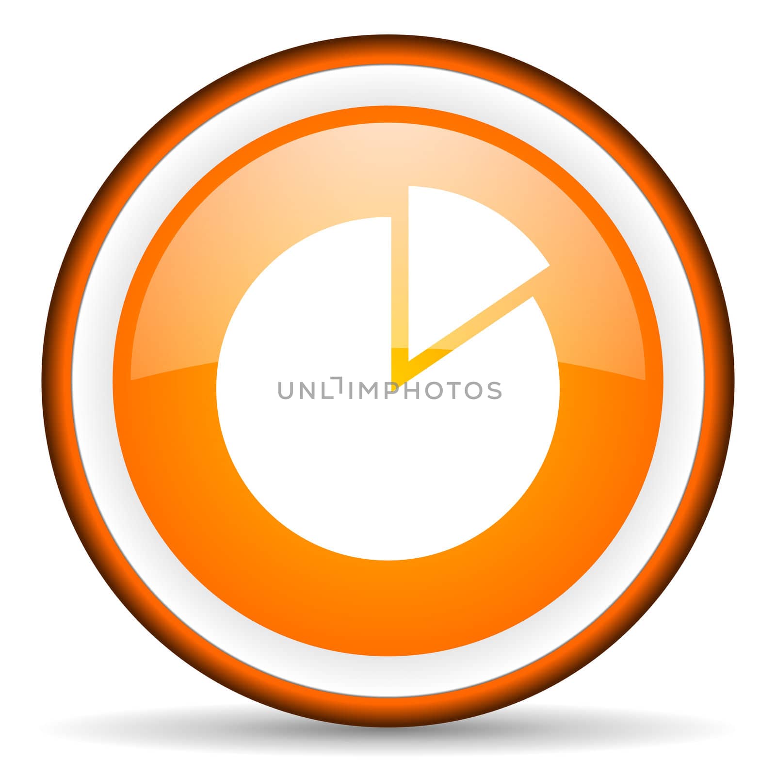 chart orange glossy circle icon on white background