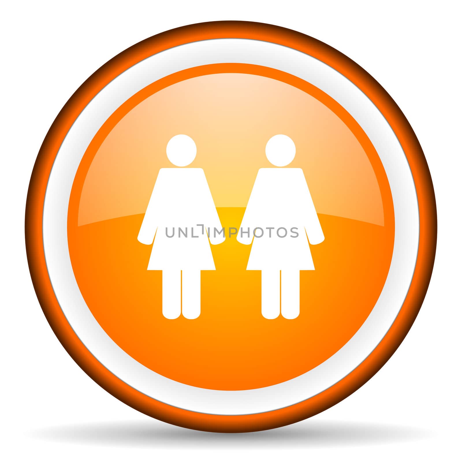 couple orange glossy circle icon on white background