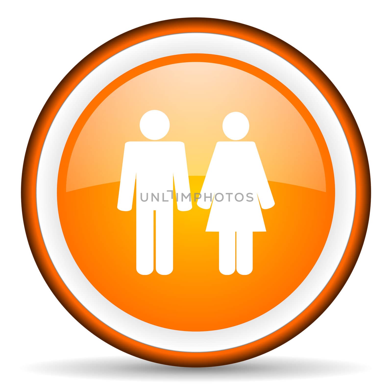 couple orange glossy circle icon on white background