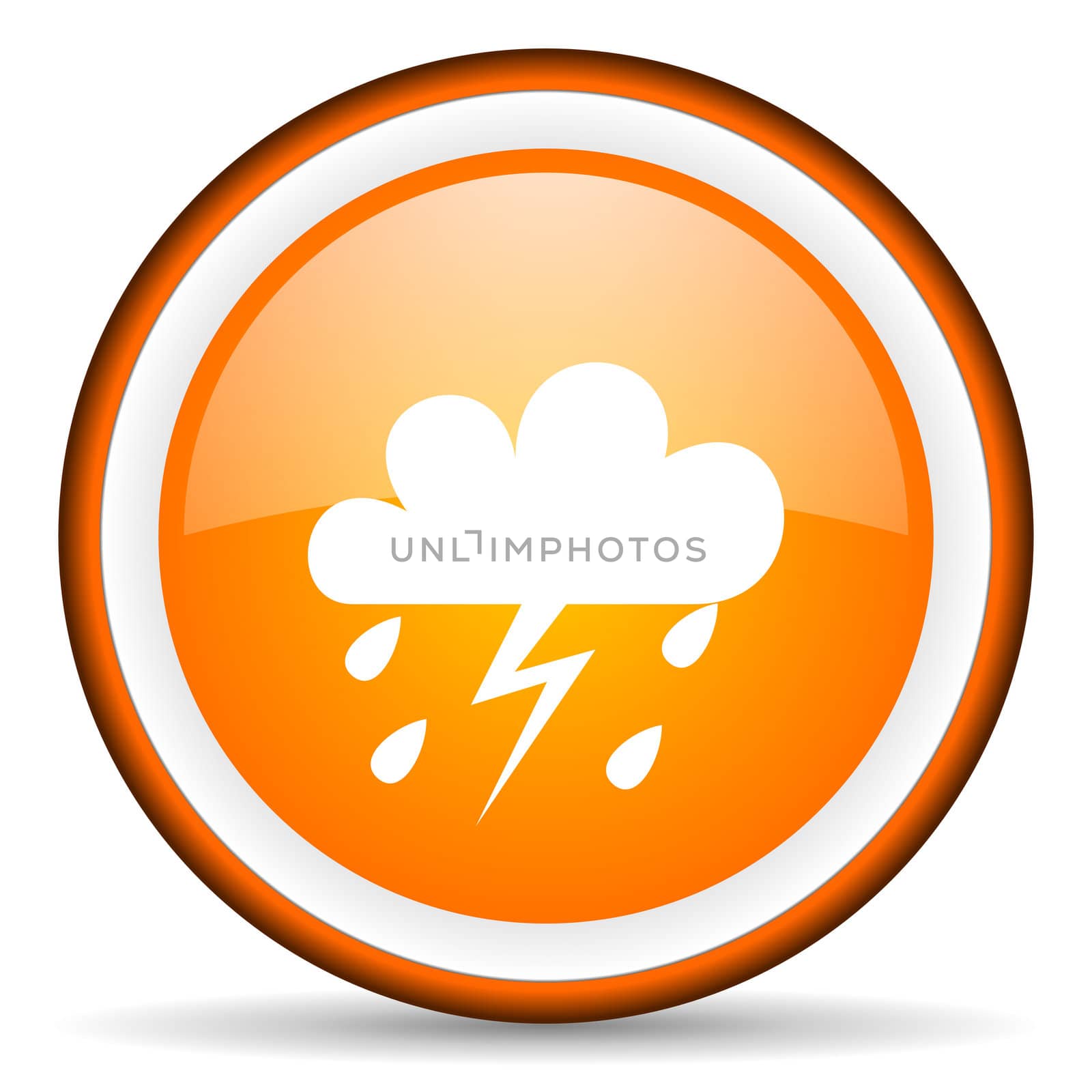 weather orange glossy circle icon on white background