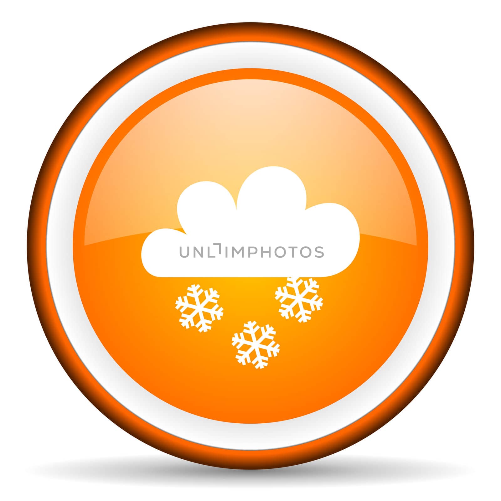 weather orange glossy circle icon on white background