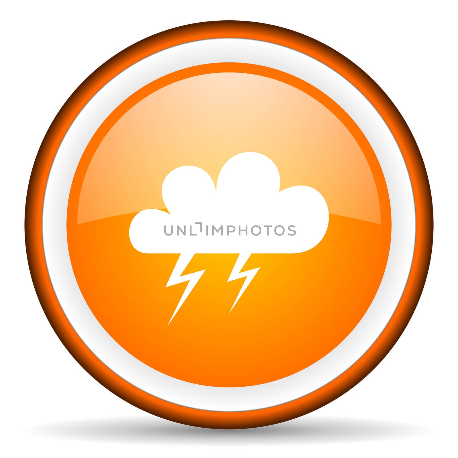 weather orange glossy circle icon on white background