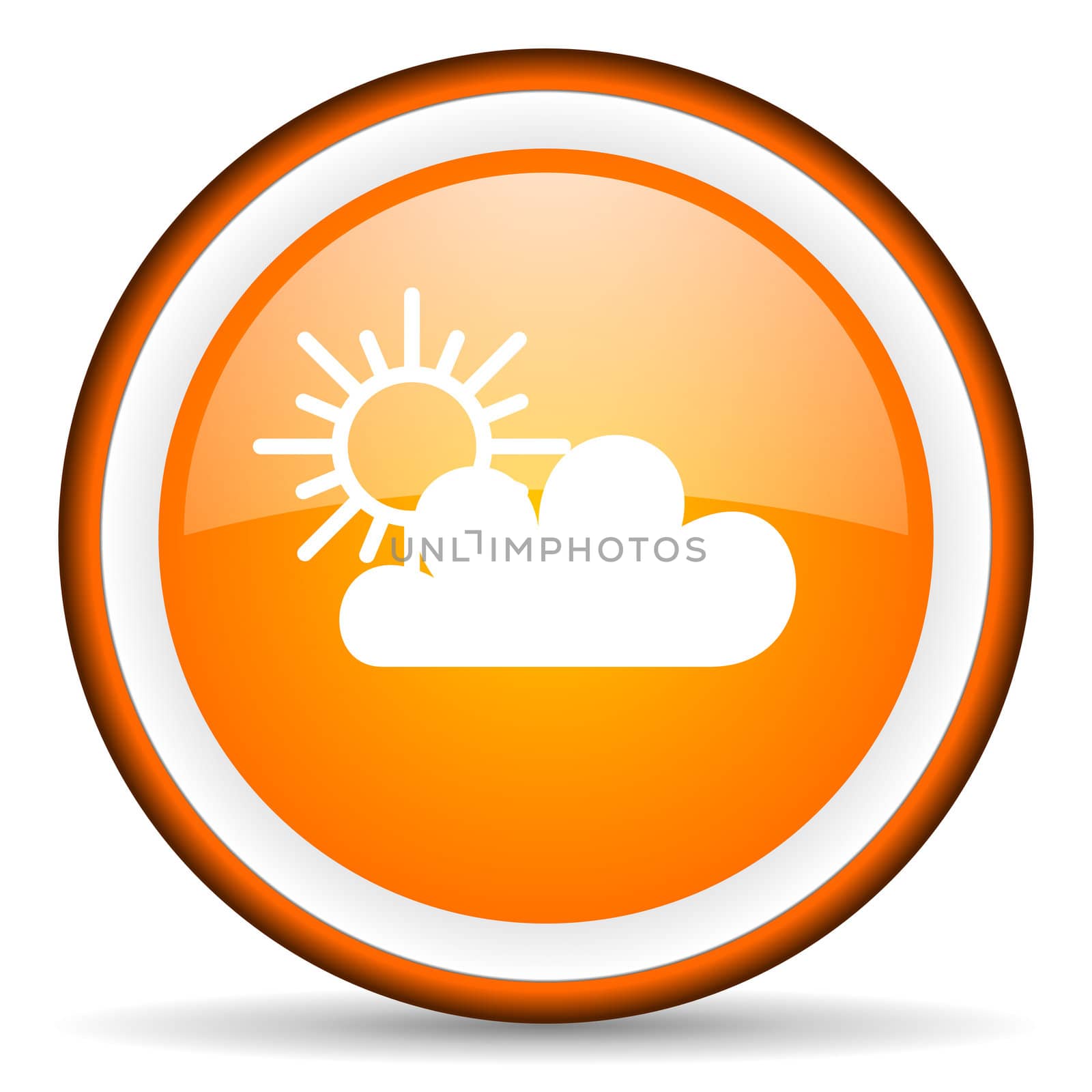 weather orange glossy circle icon on white background