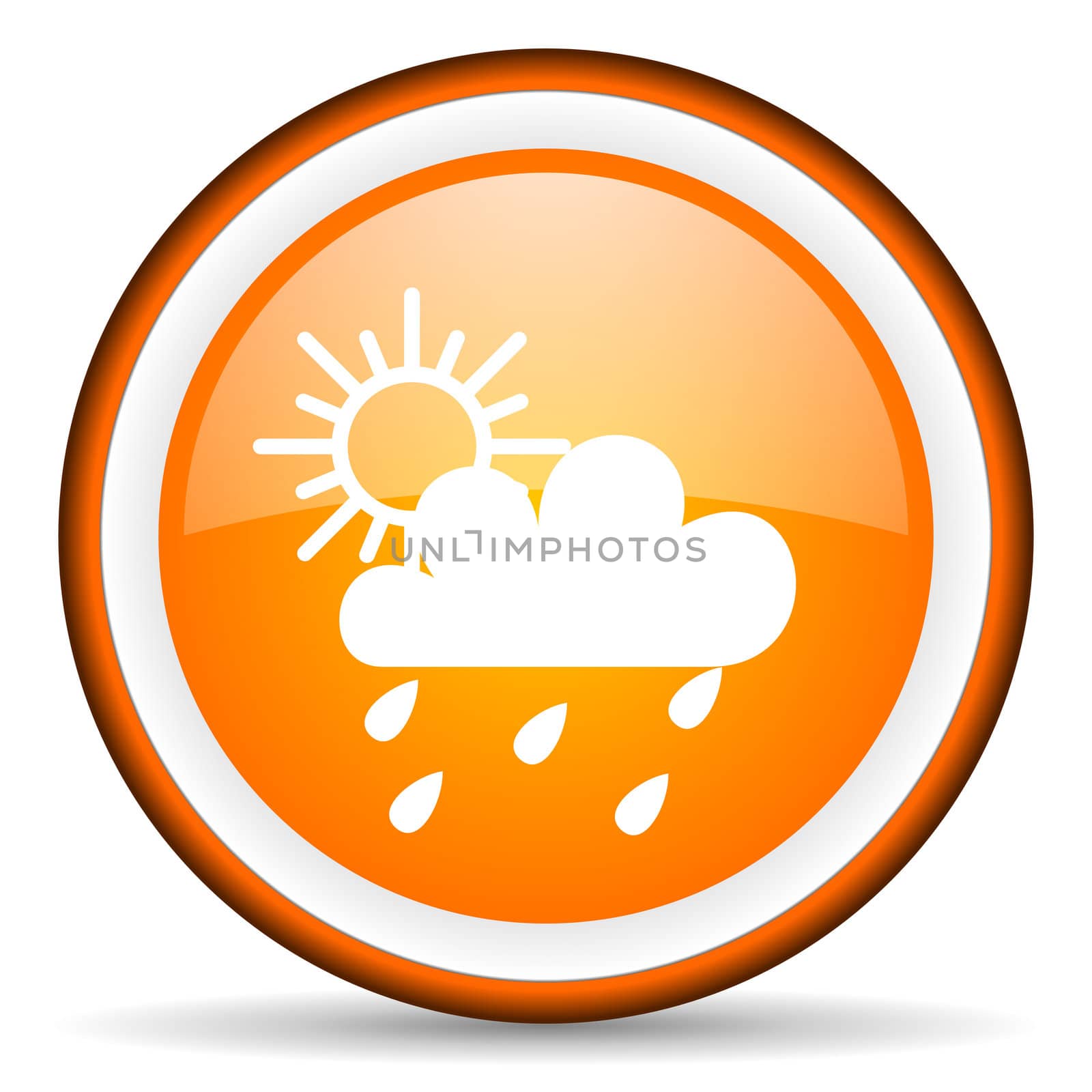 weather orange glossy circle icon on white background