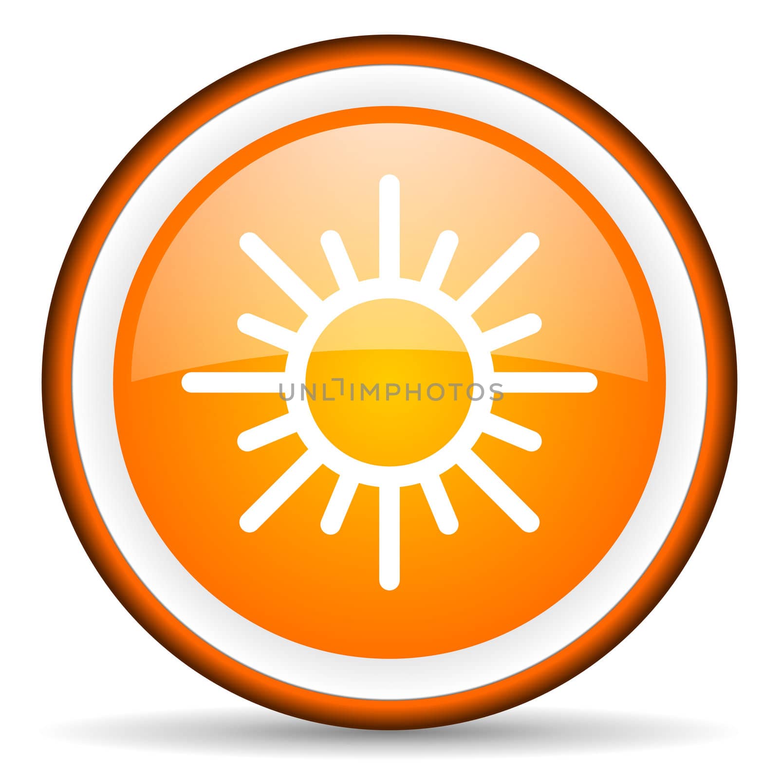sun orange glossy circle icon on white background