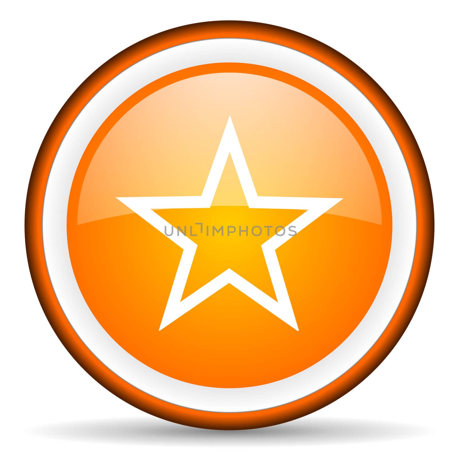 star orange glossy circle icon on white background