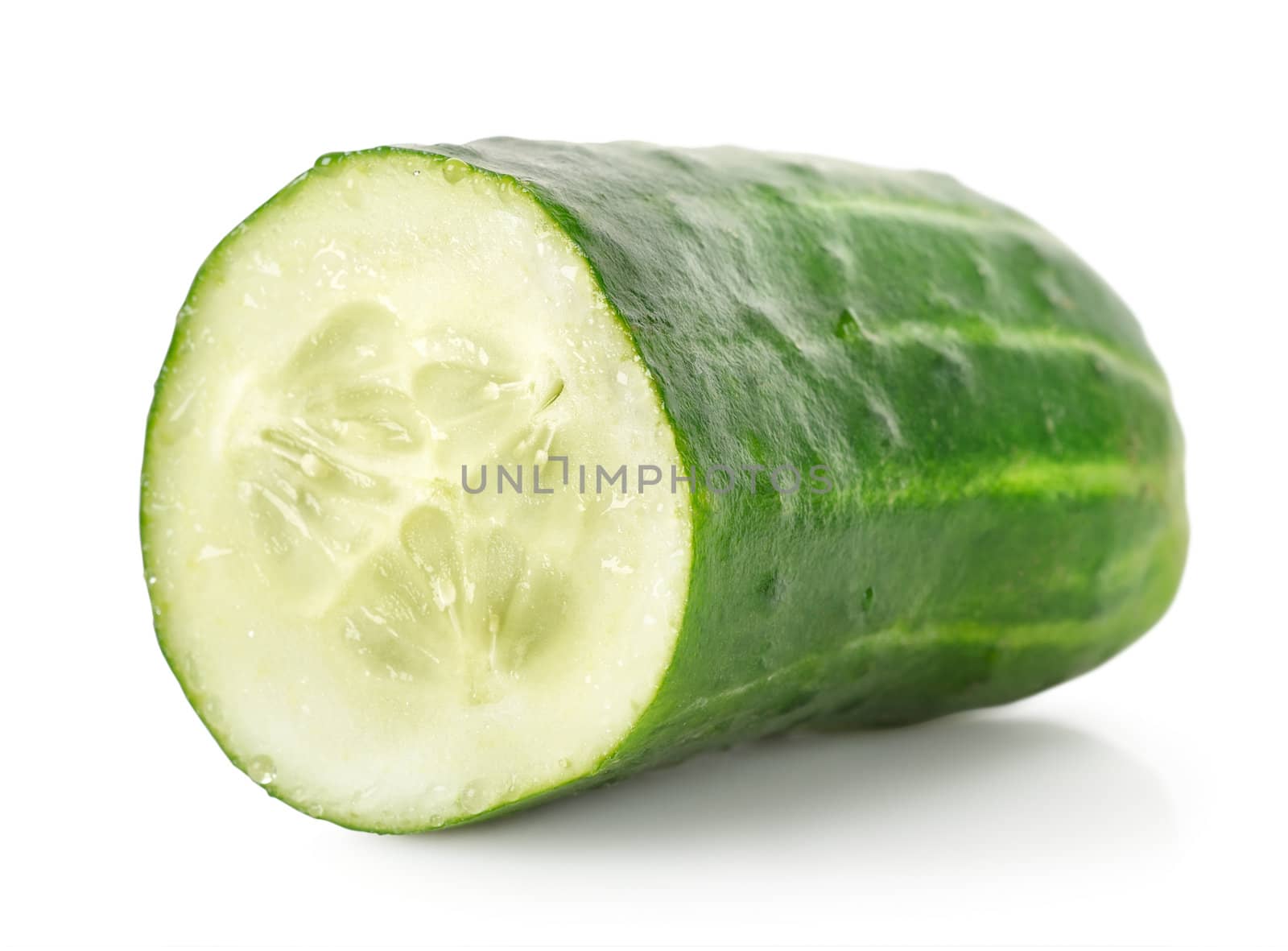 Ripe cucumber isolated on a white background.