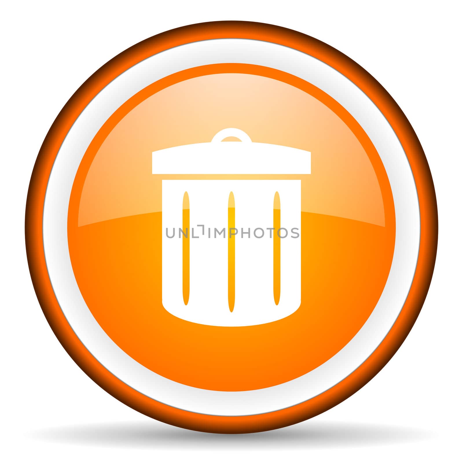 recycle orange glossy circle icon on white background