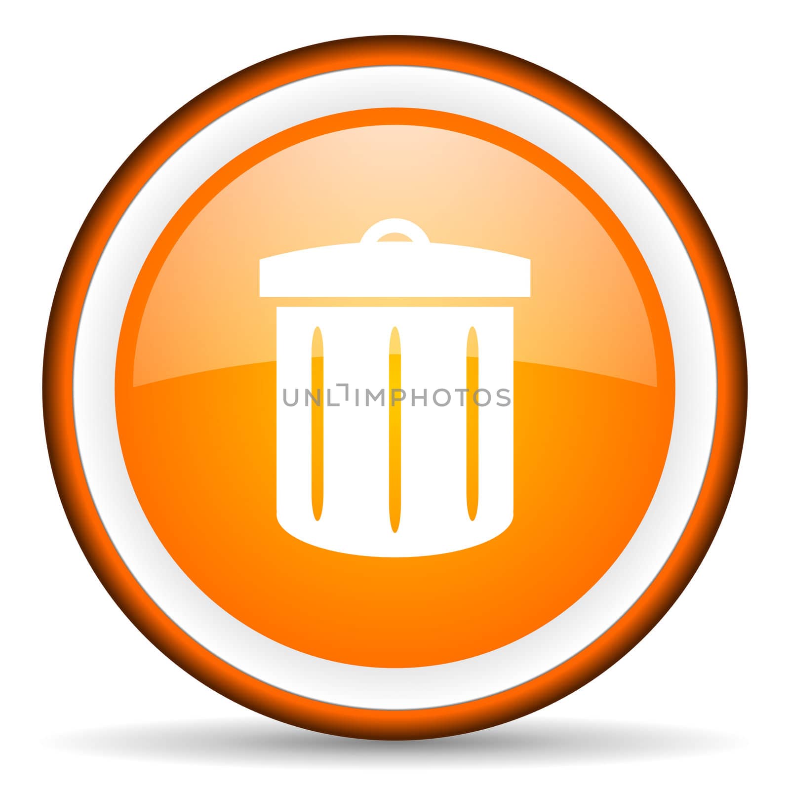 recycle orange glossy circle icon on white background