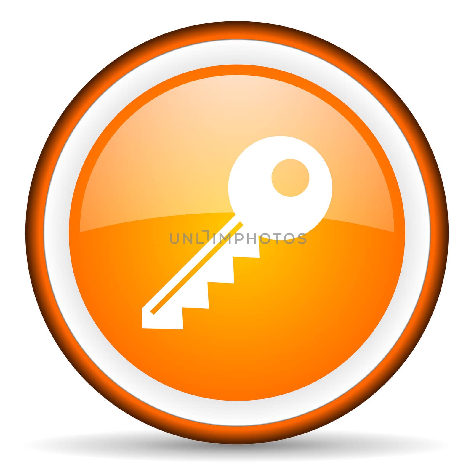 key orange glossy ircle con on white background