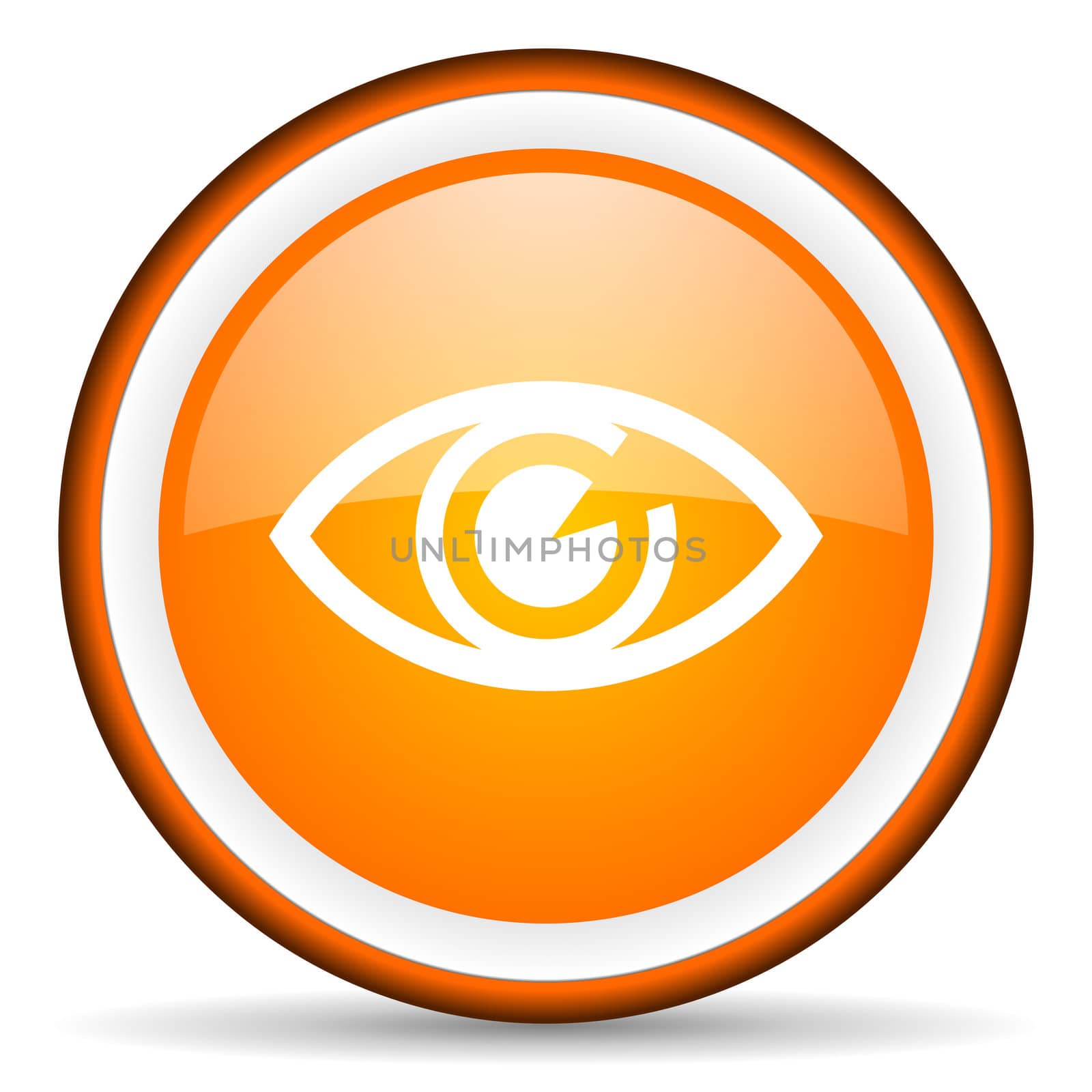 eye orange glossy circle icon on white background