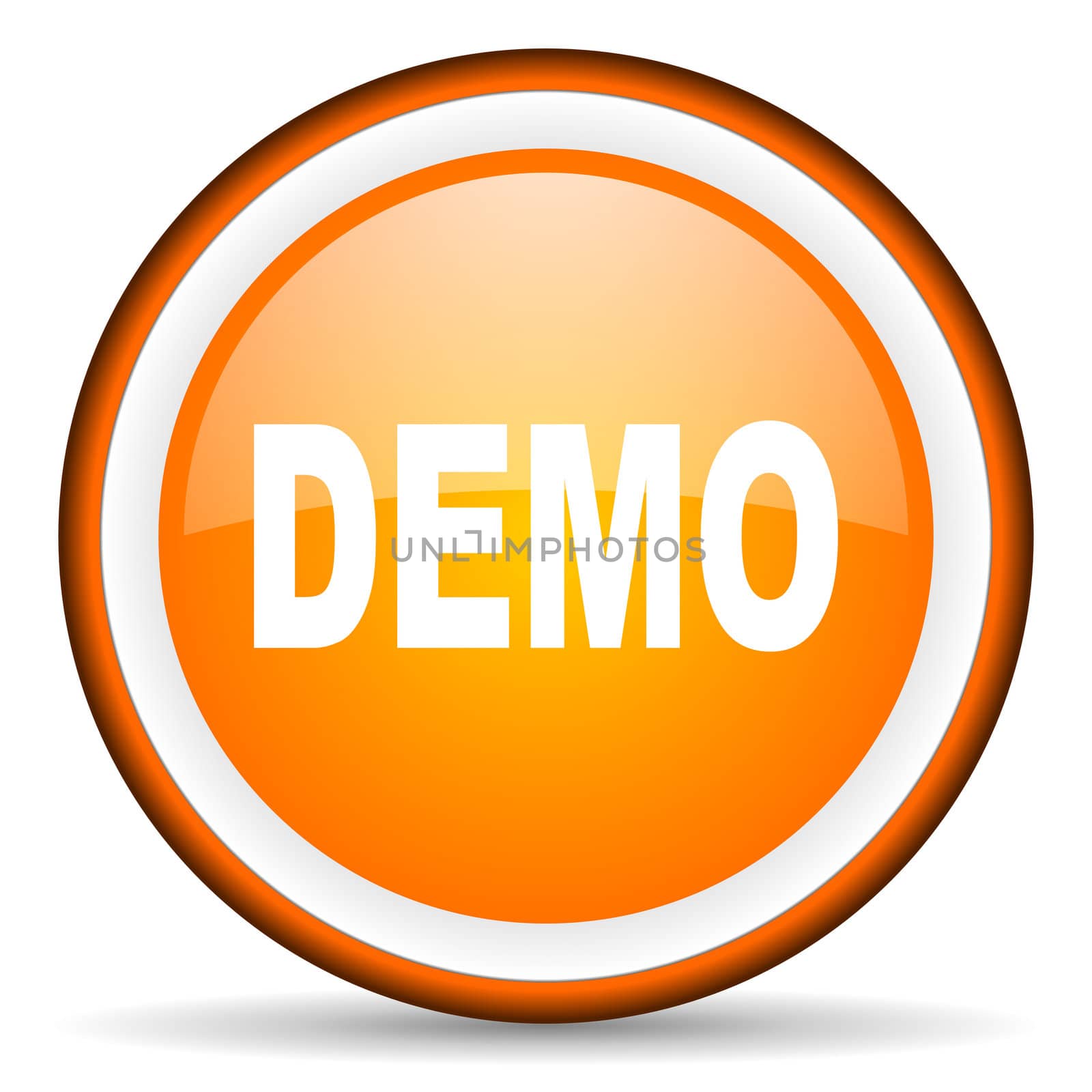 demo orange glossy circle icon on white background