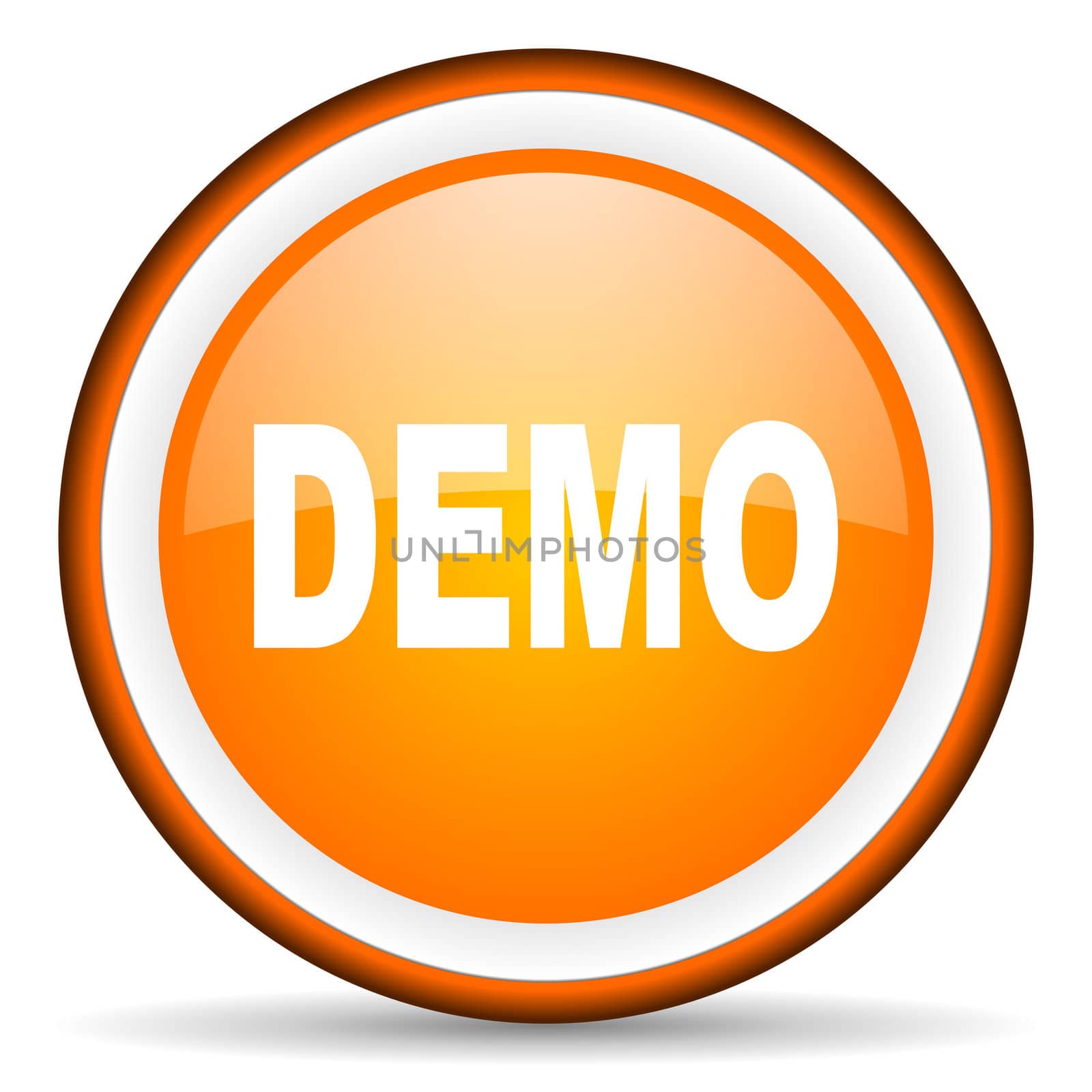 demo orange glossy circle icon on white background