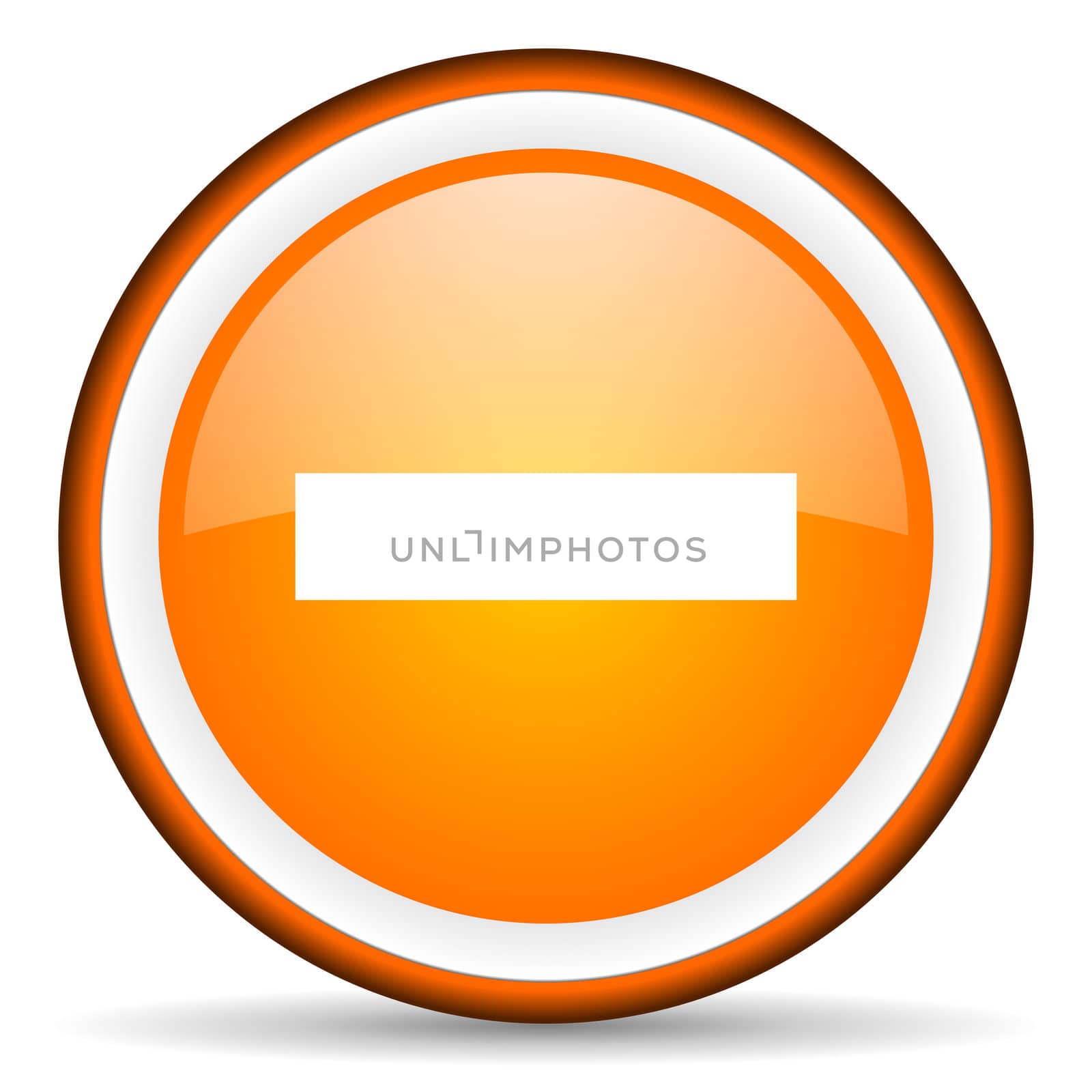 minus orange glossy circle icon on white background