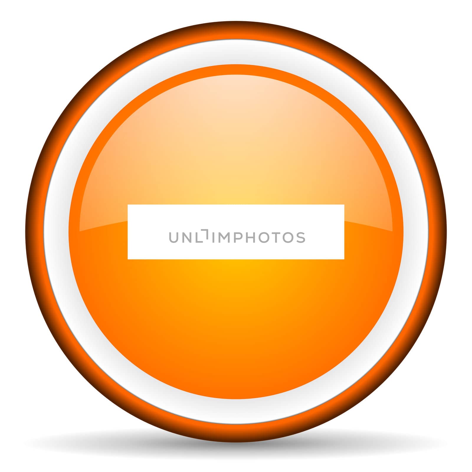 minus orange glossy circle icon on white background