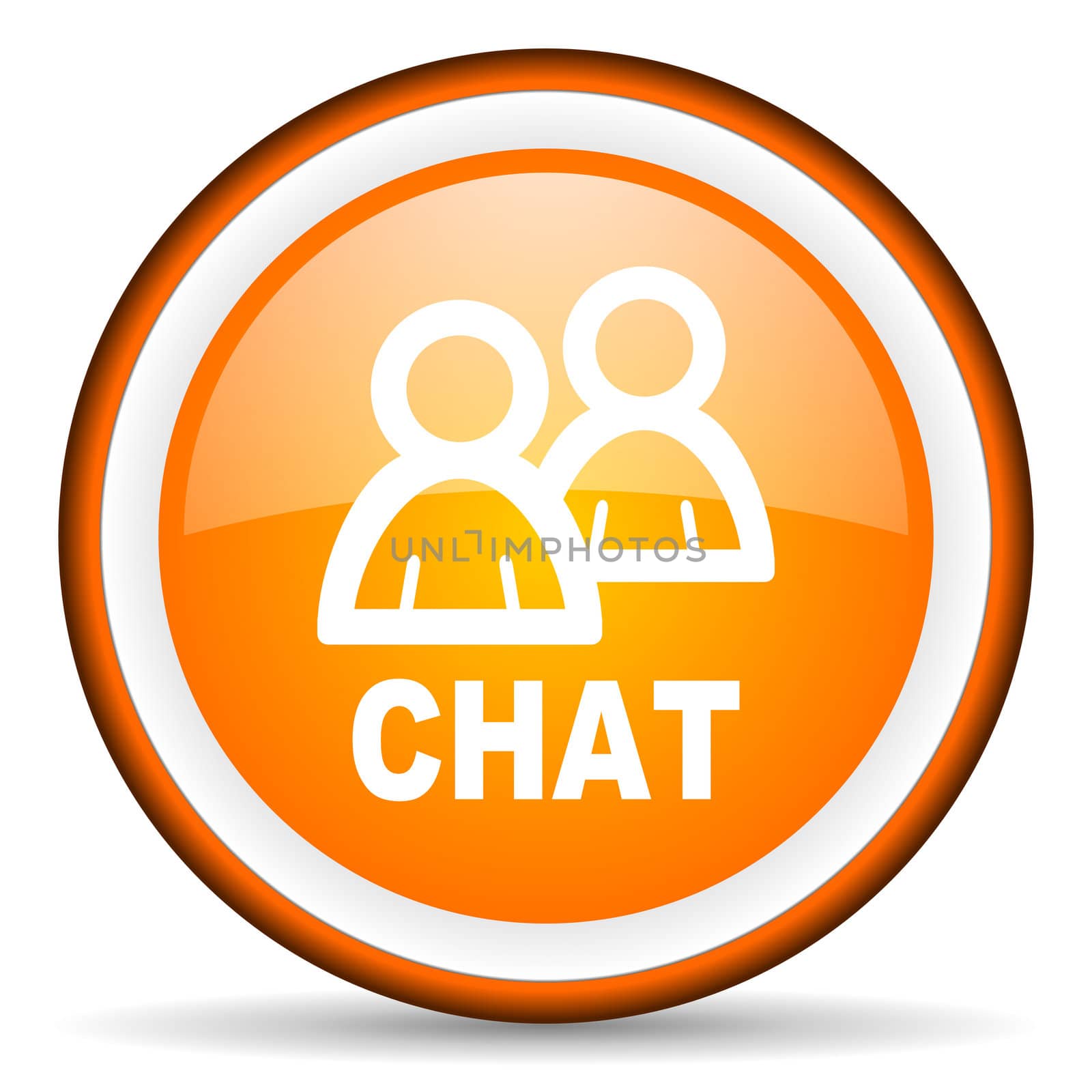 chat orange glossy circle icon on white background