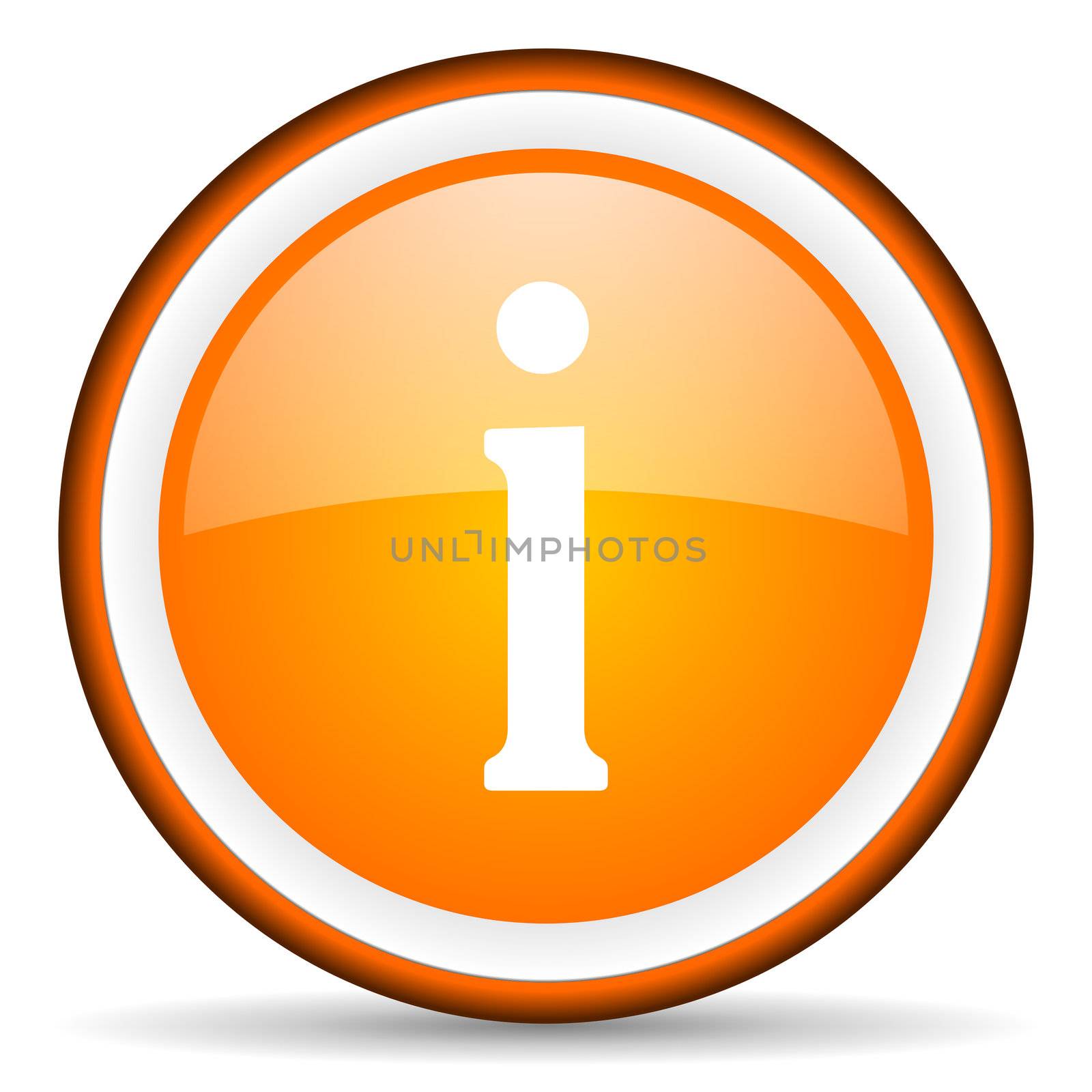 information orange glossy circle icon on white background