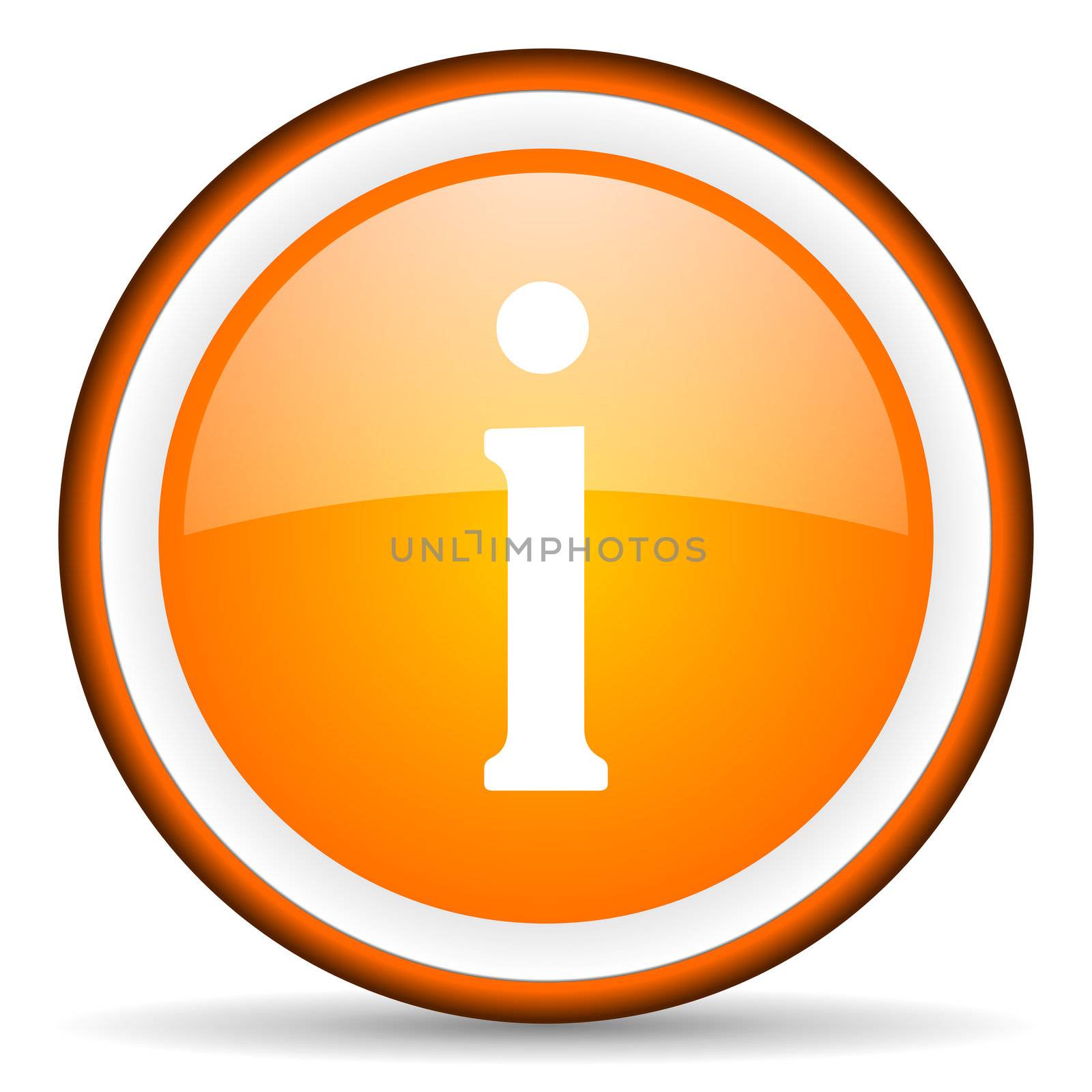 information orange glossy circle icon on white background