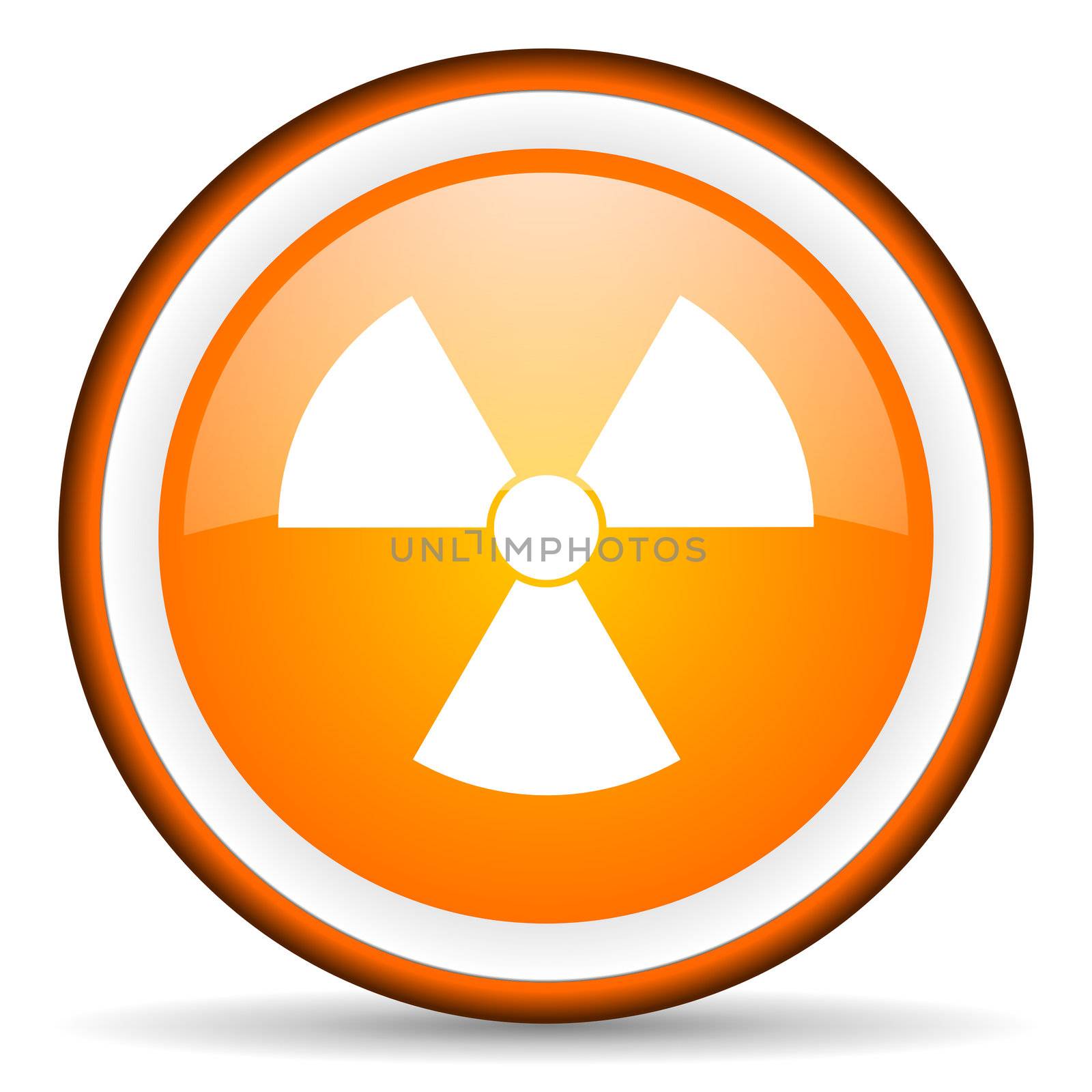 radiation orange glossy circle icon on white background