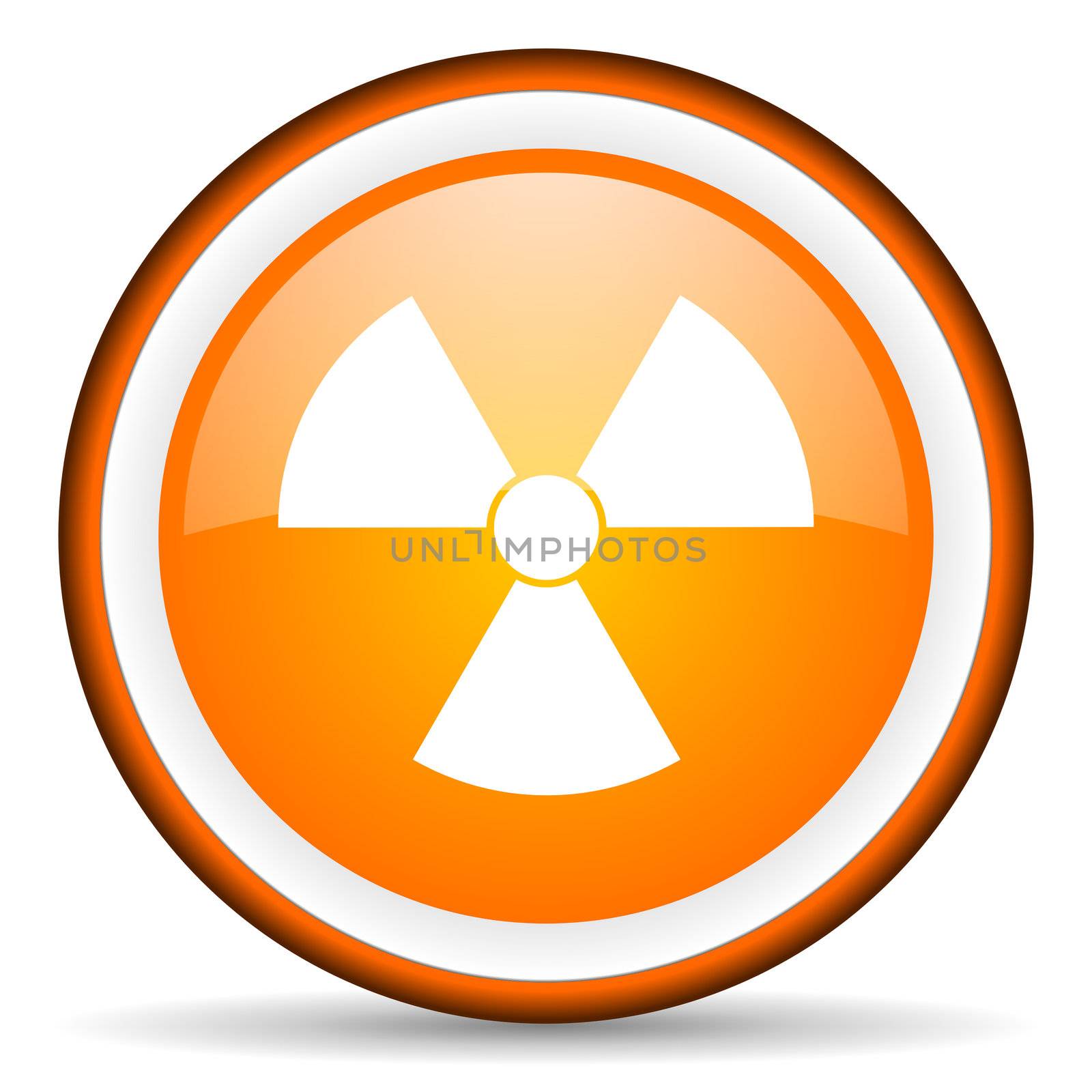 radiation orange glossy circle icon on white background