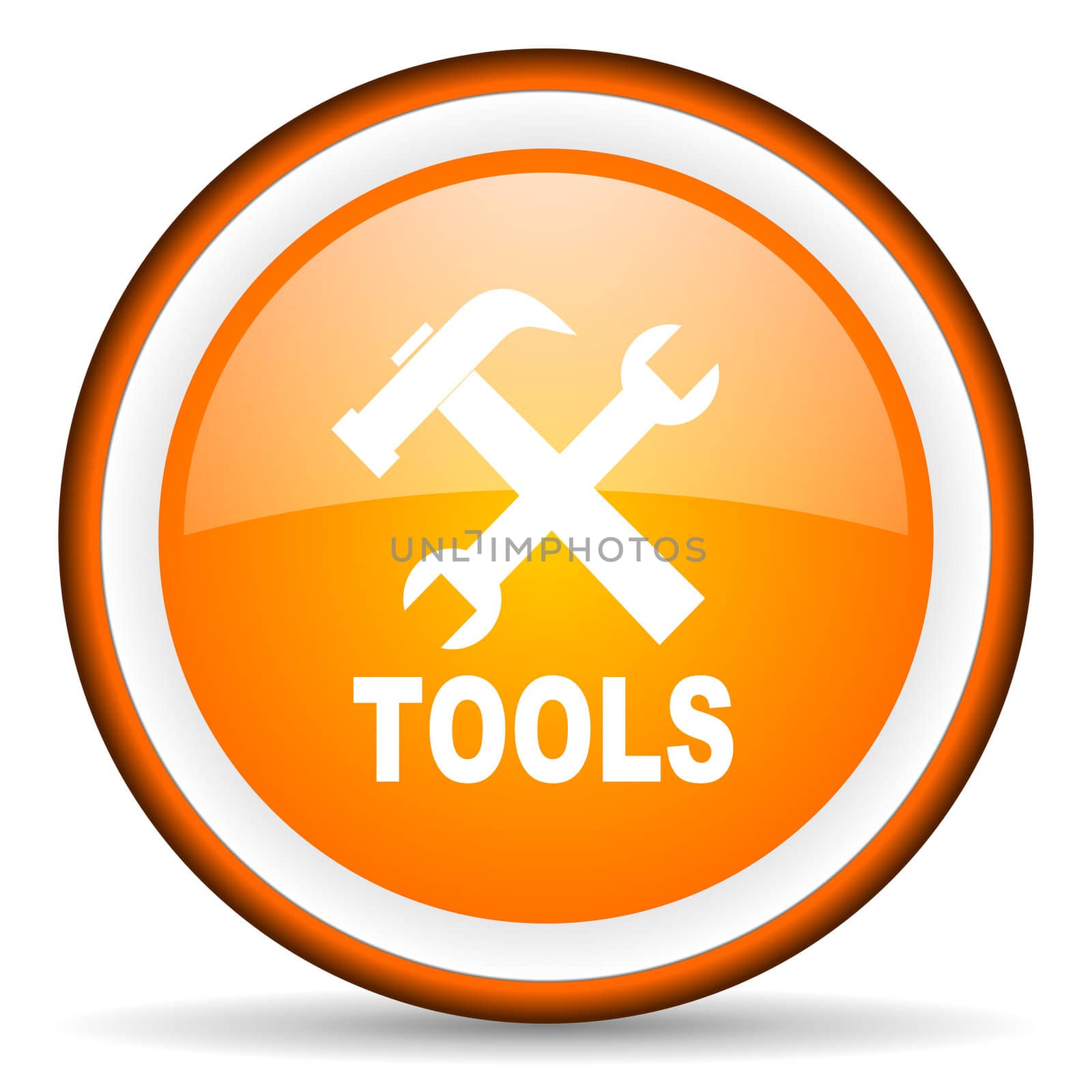 tools orange glossy circle icon on white background