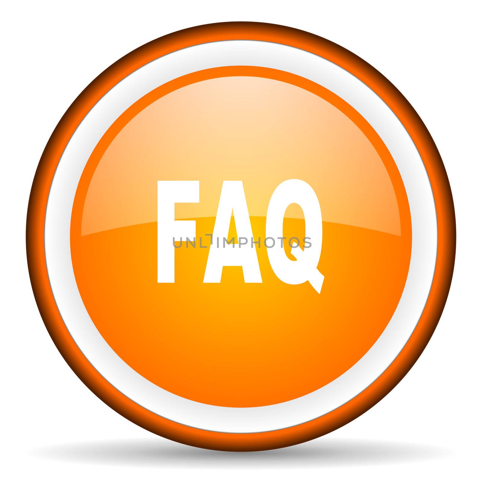 faq orange glossy circle icon on white background