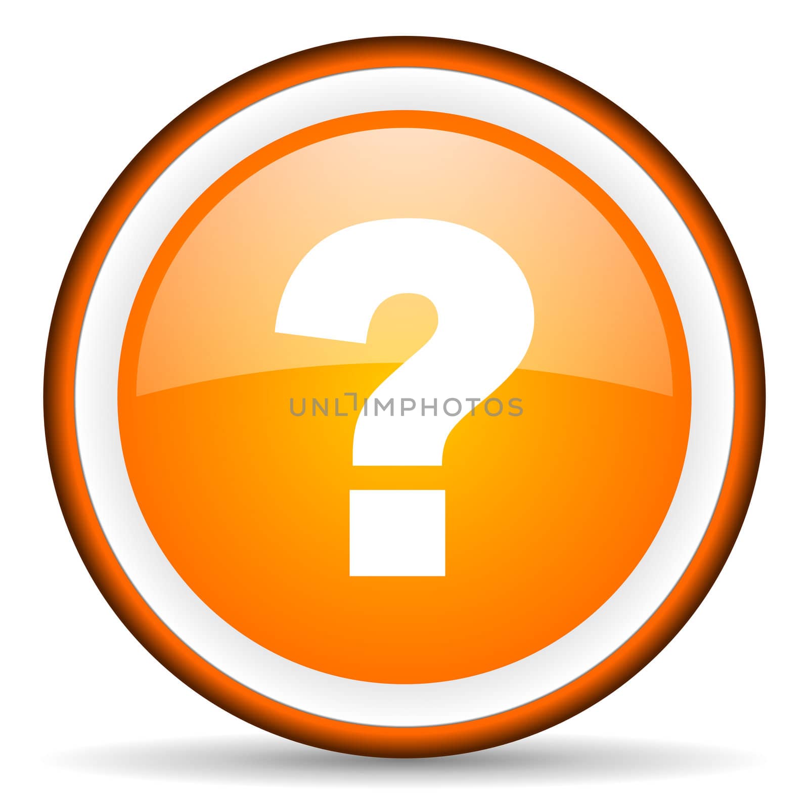 question mark orange glossy circle icon on white background