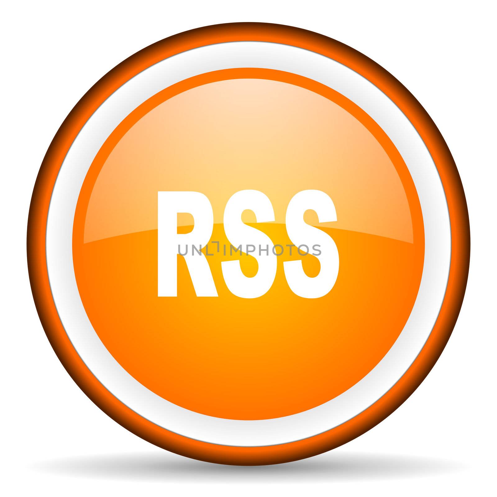rss orange glossy circle icon on white background