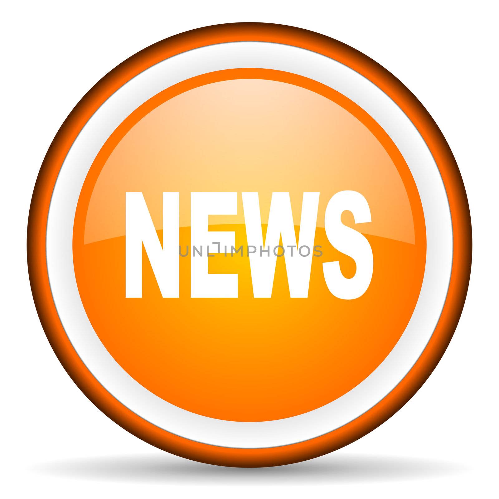 news orange glossy circle icon on white background