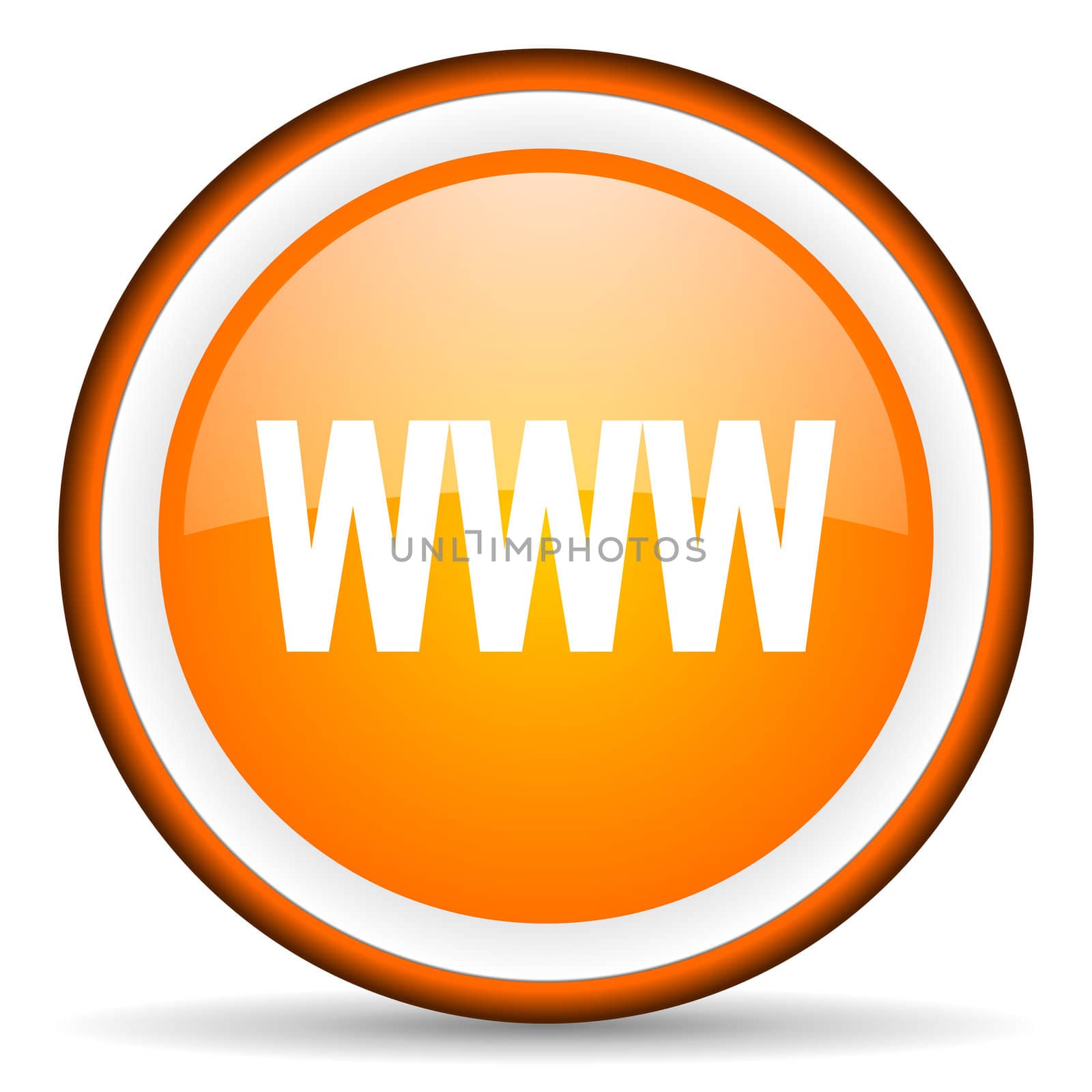 www orange glossy circle icon on white background
