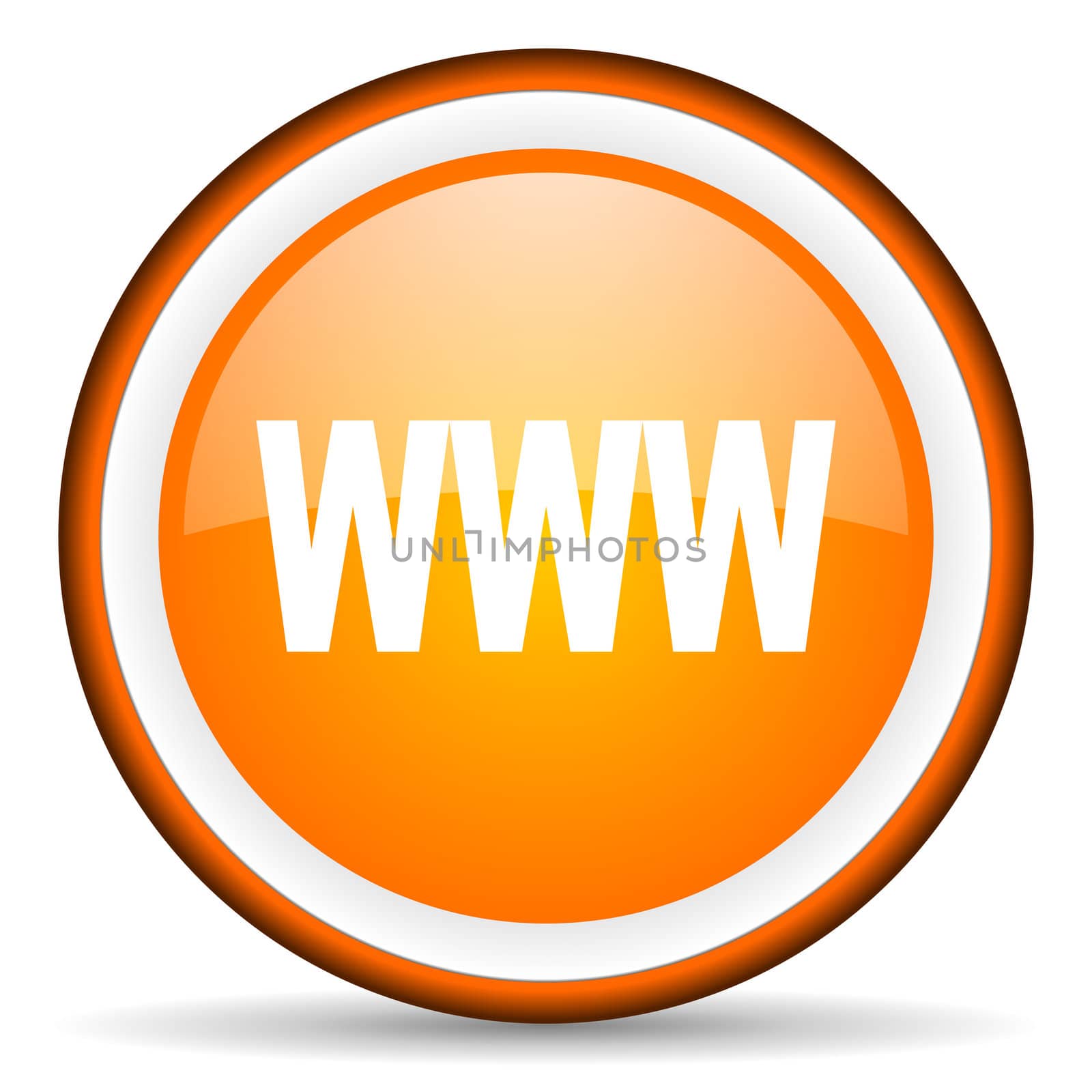 www orange glossy circle icon on white background