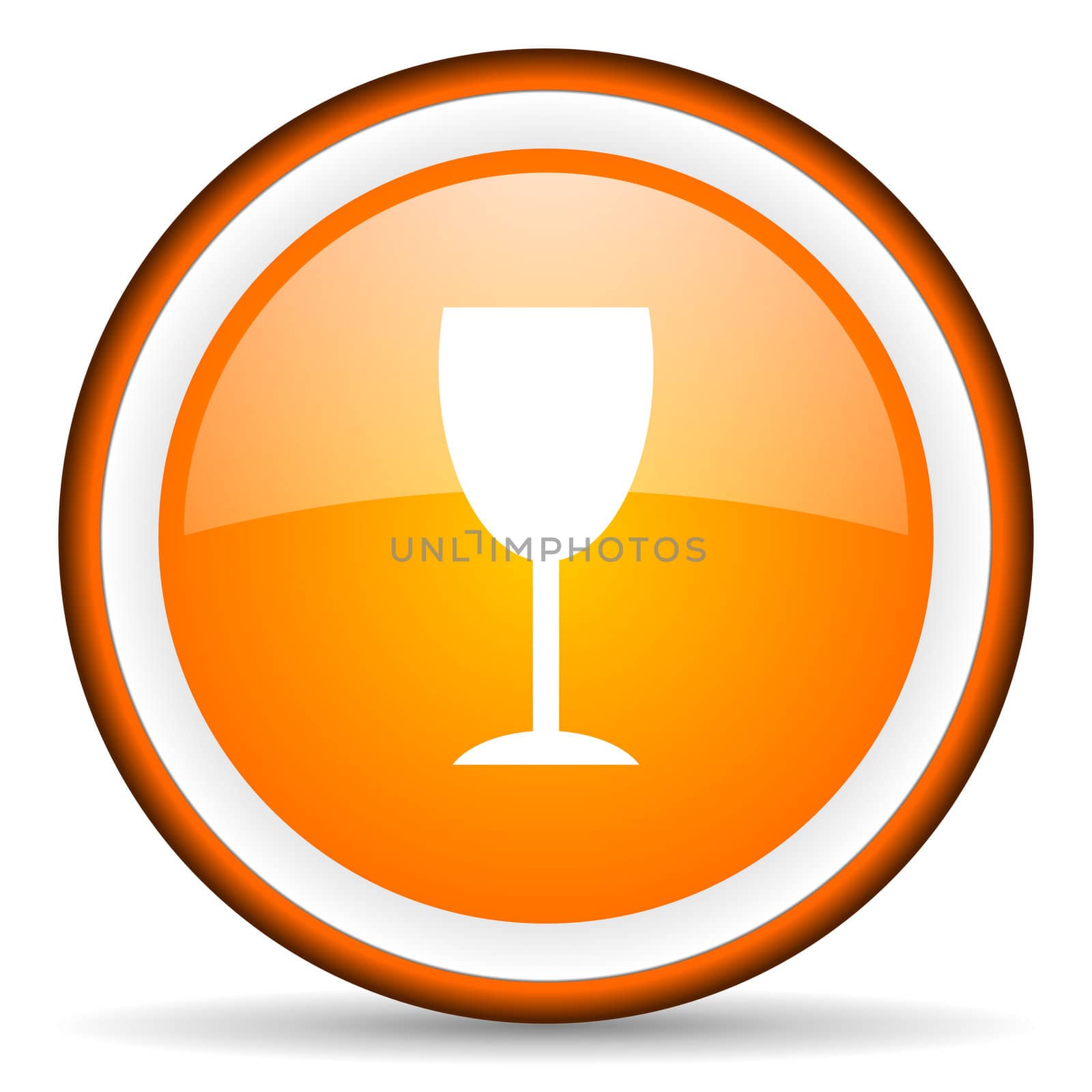 glass orange glossy circle icon on white background