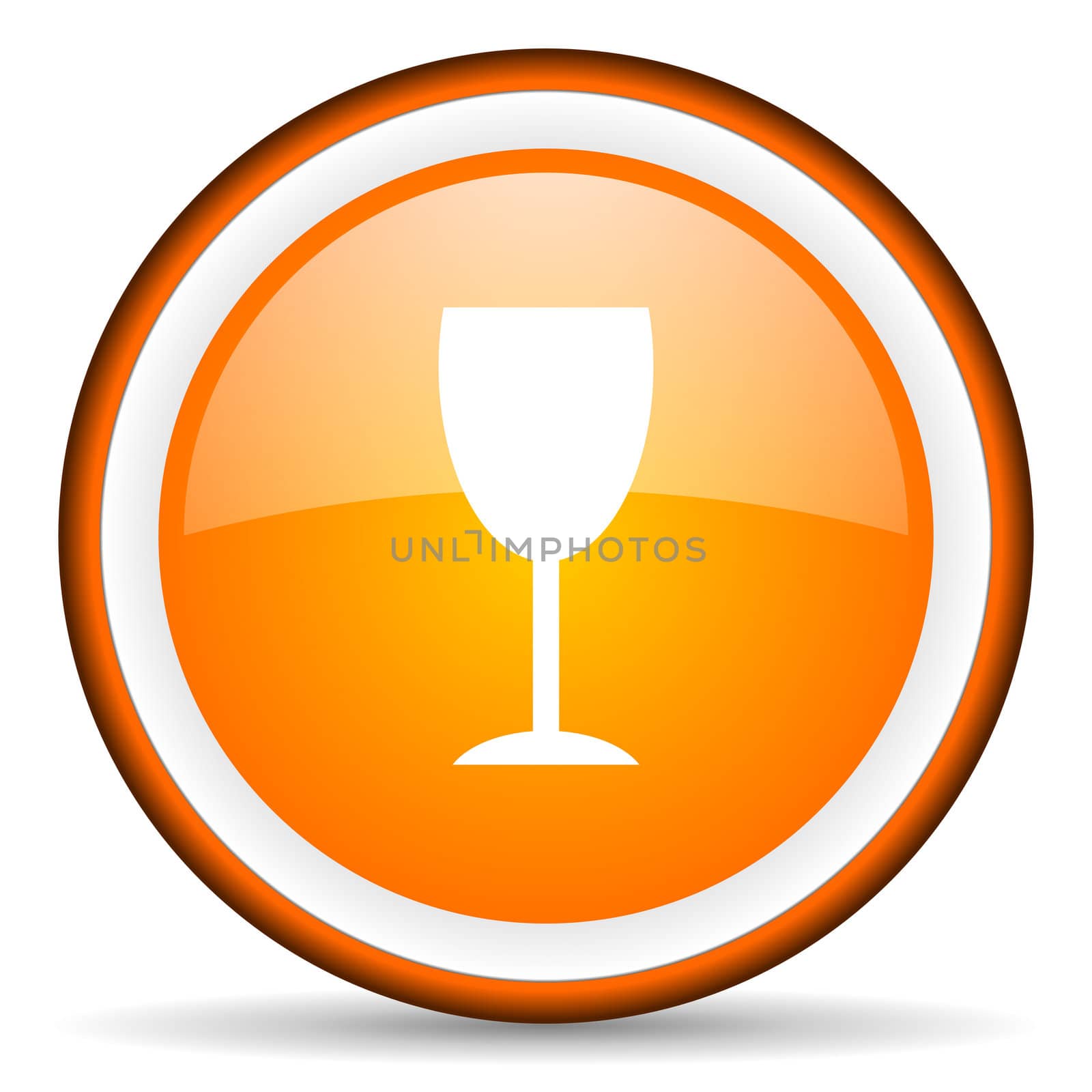 glass orange glossy circle icon on white background