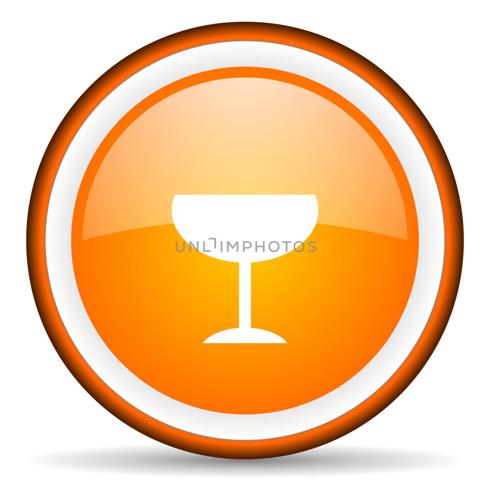 glass orange glossy circle icon on white background