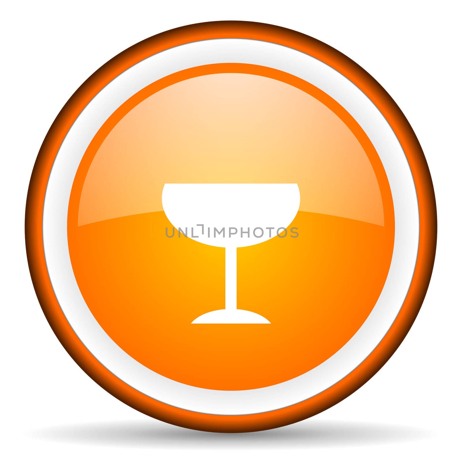 glass orange glossy circle icon on white background