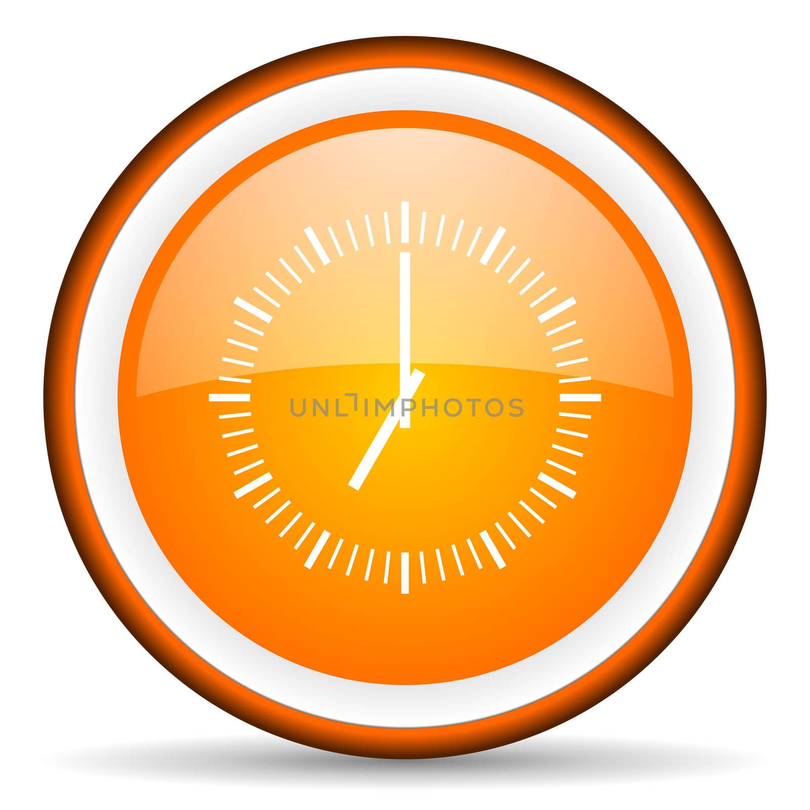 clock orange glossy circle icon on white background