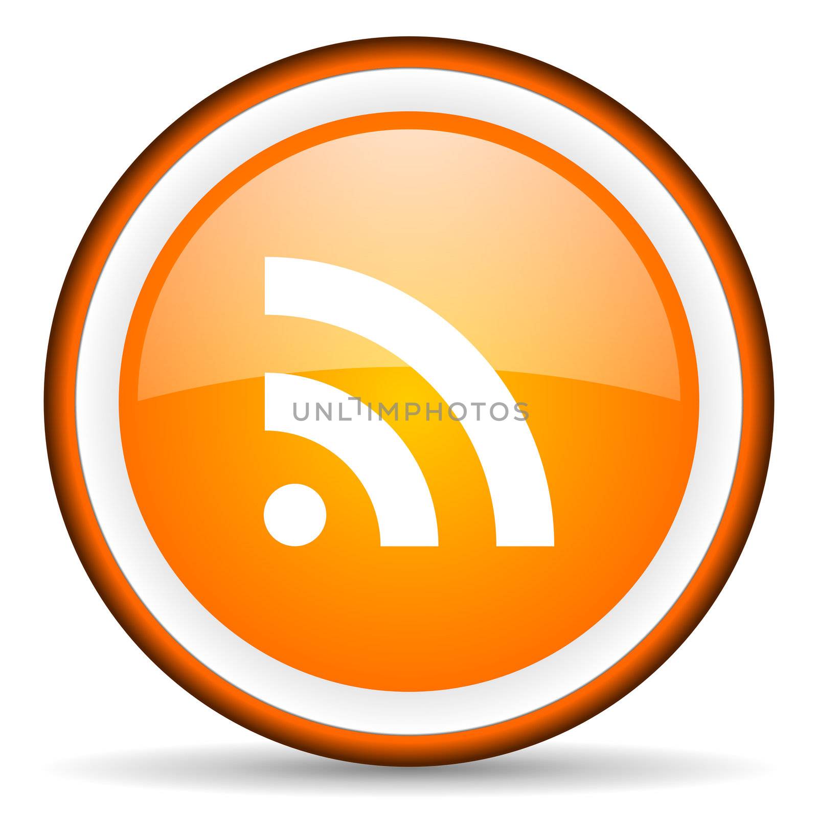 rss orange glossy circle icon on white background